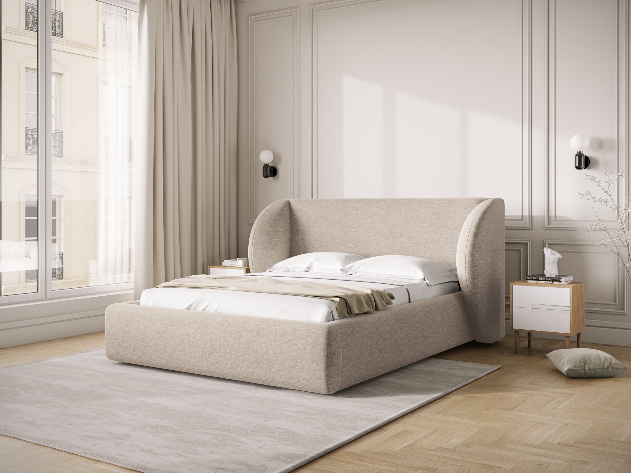 Micadoni Polsterbett Miley Chenille Haga Beige 200x200