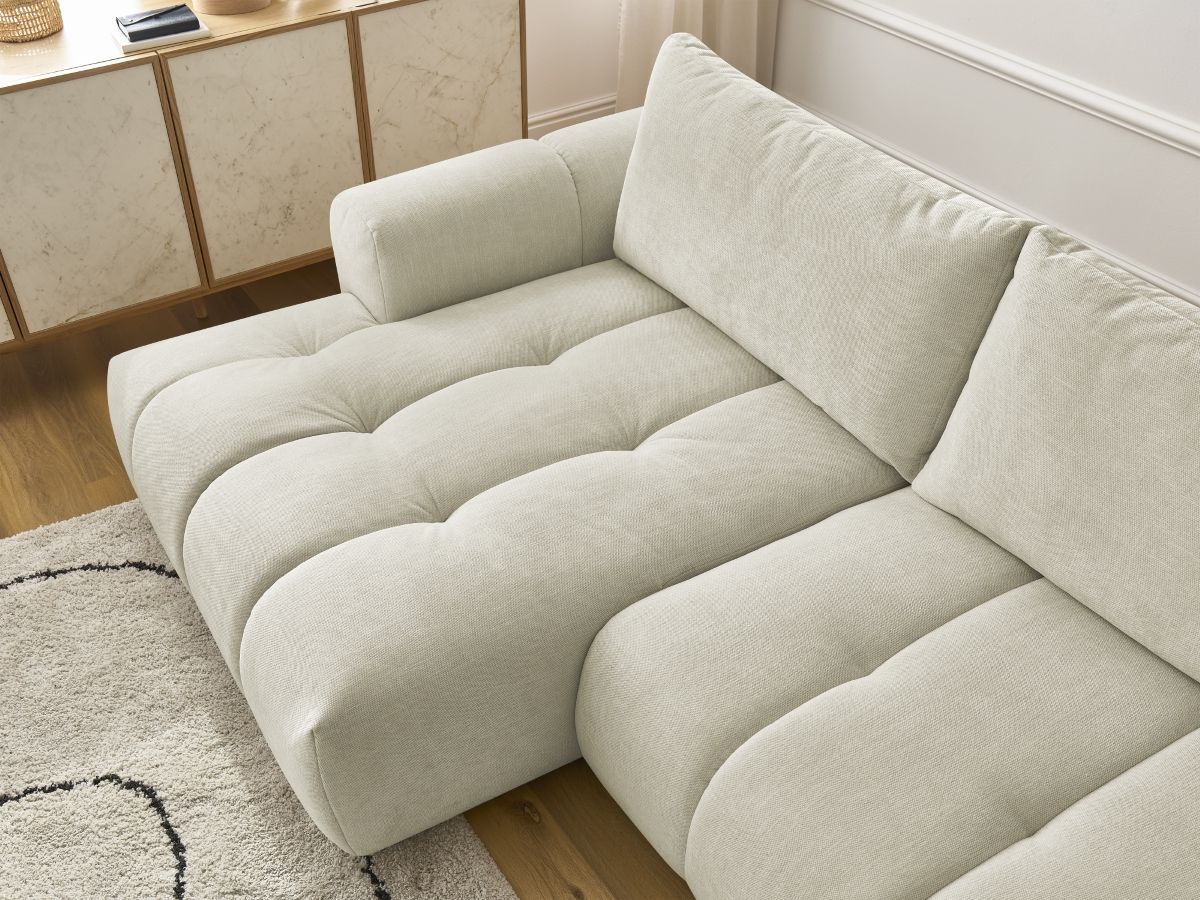 Bobochic Fuji Ecksofa mit Schlaffunktion und Bettkasten 292 × 160 cm Stoff Beige Ecke links