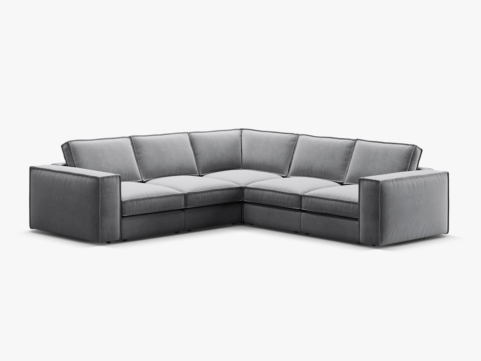 Micadoni symmetrisches modulares Ecksofa Pola 4-Sitzer Grau