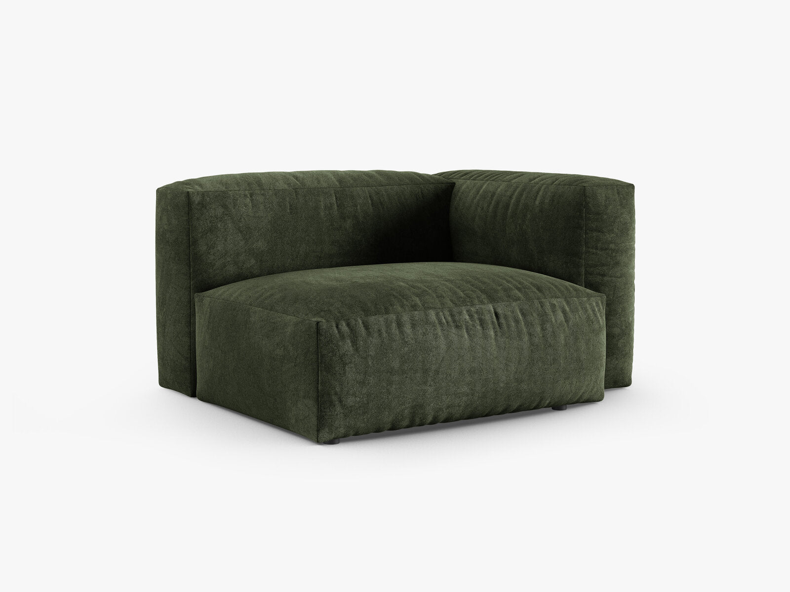 Micadoni Eckmodul mit Armlehne Martina 1-Sitzer 90cm Sitztiefe Rechts Samt Vogue Grün