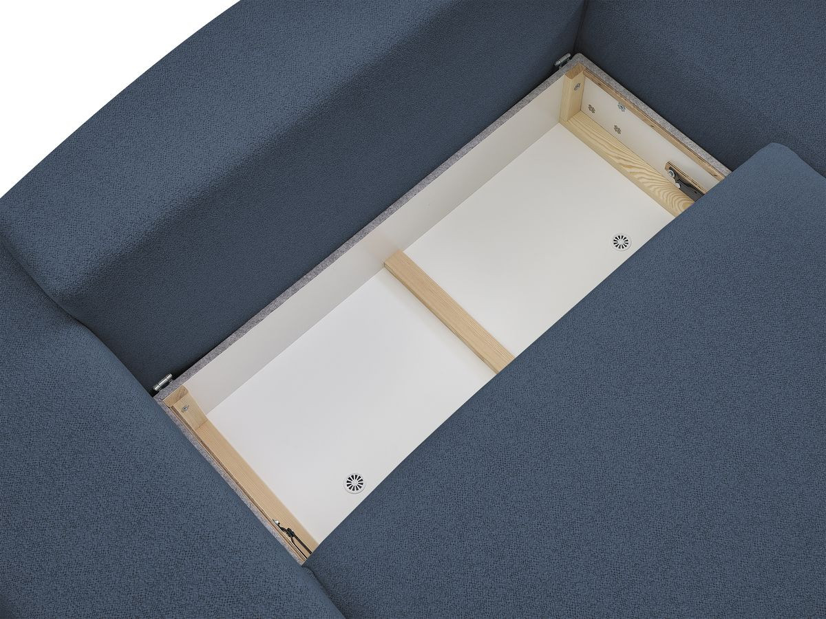 Bobochic Voltaire Ecksofa mit Schlaffunktion und Bettkasten Melange-Stoff Dunkelblau