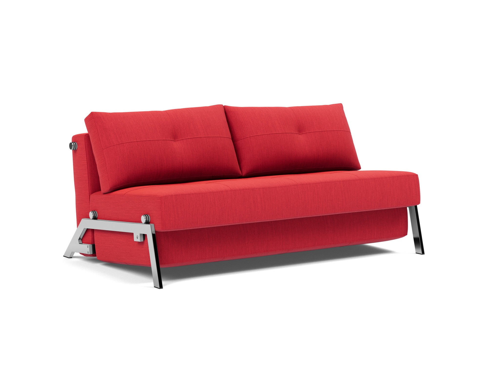 Schlafsofa Cubed 160 Flachgewebe Elegance 511-Red Beine Chrom