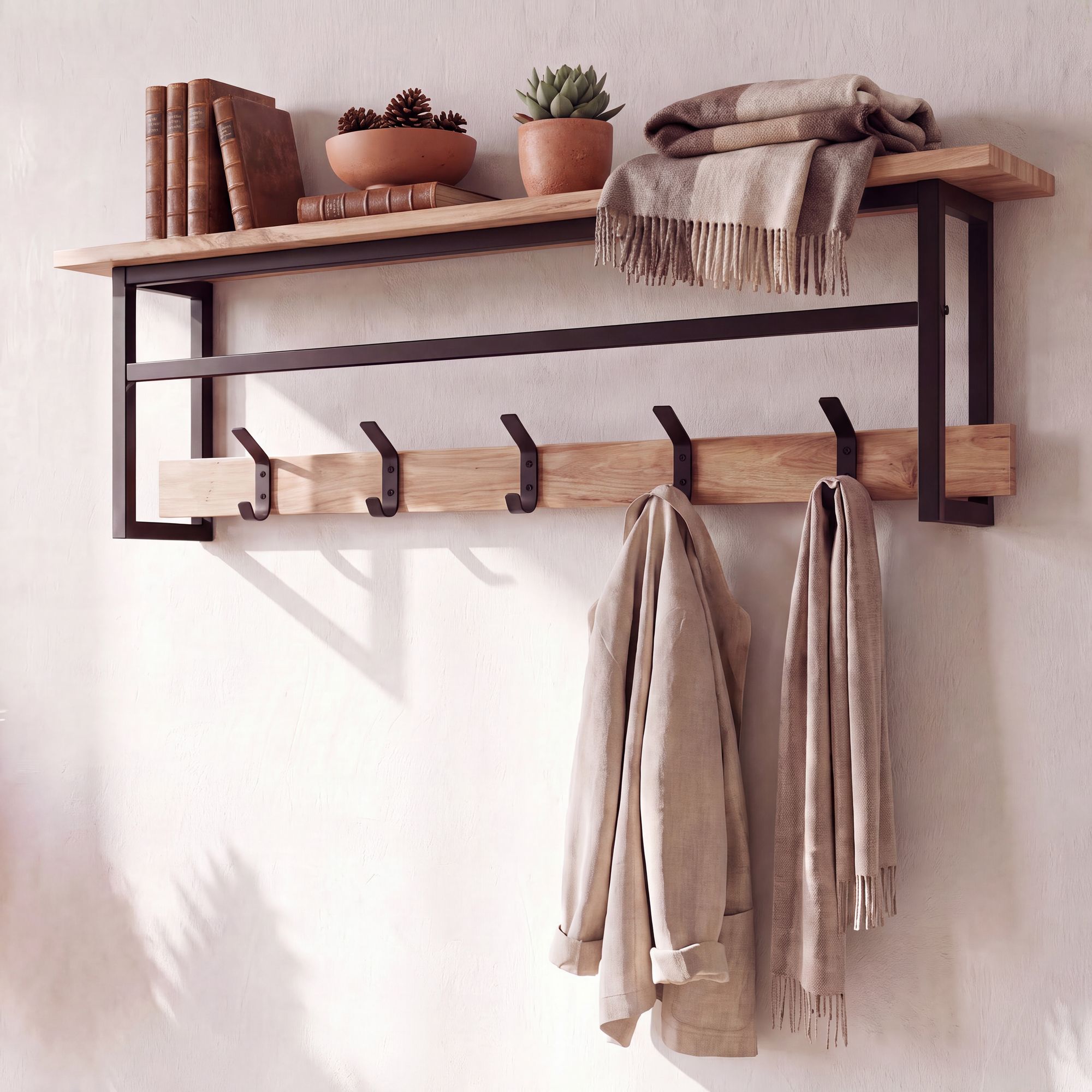 Wandgarderobe Vangsnes Massivholz Schwarz Breite 100 cm