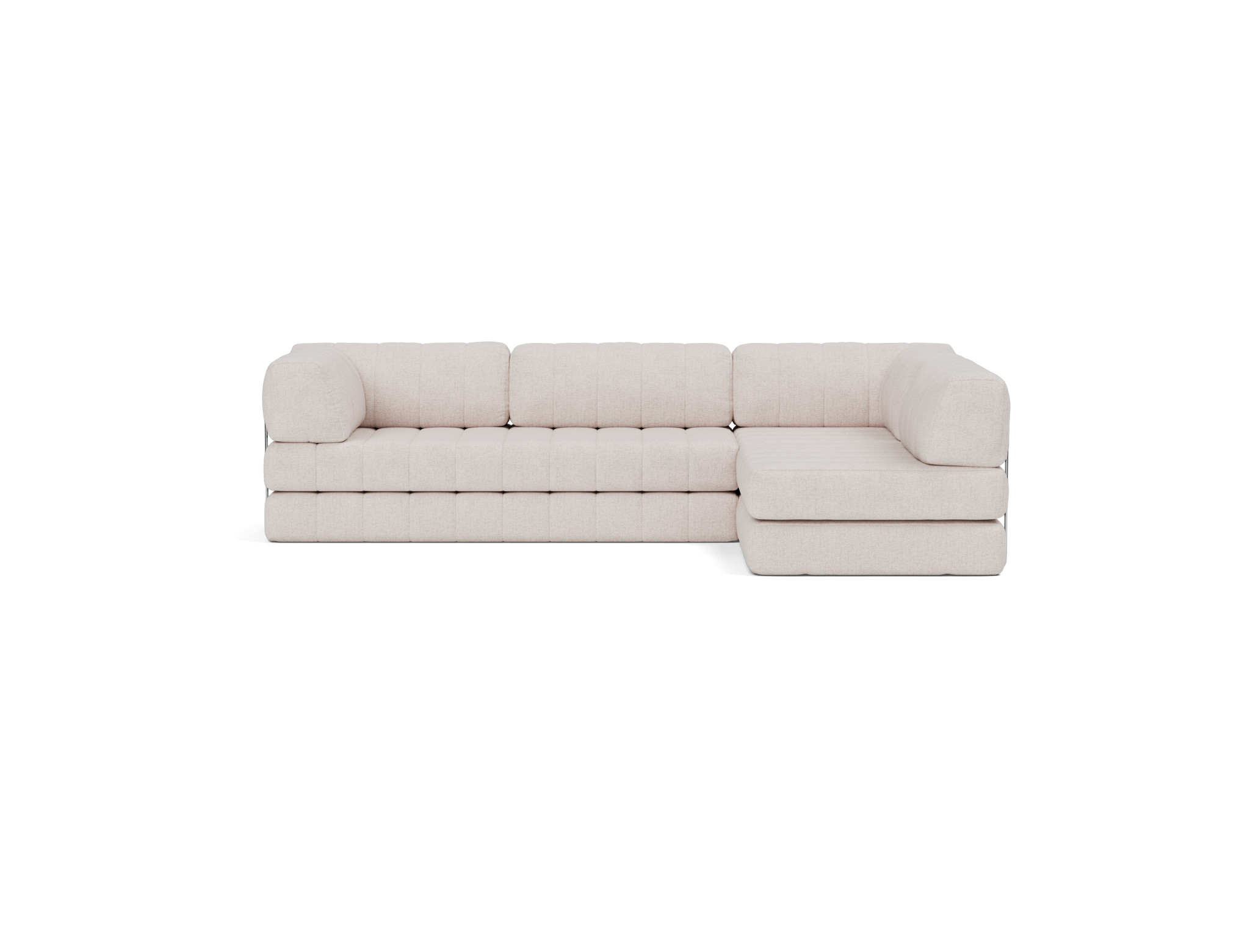 Eck-Schlafsofa CozyPad L-Form mit Armlehne Strukturierter Stoff Weda 300-Weda-Sand