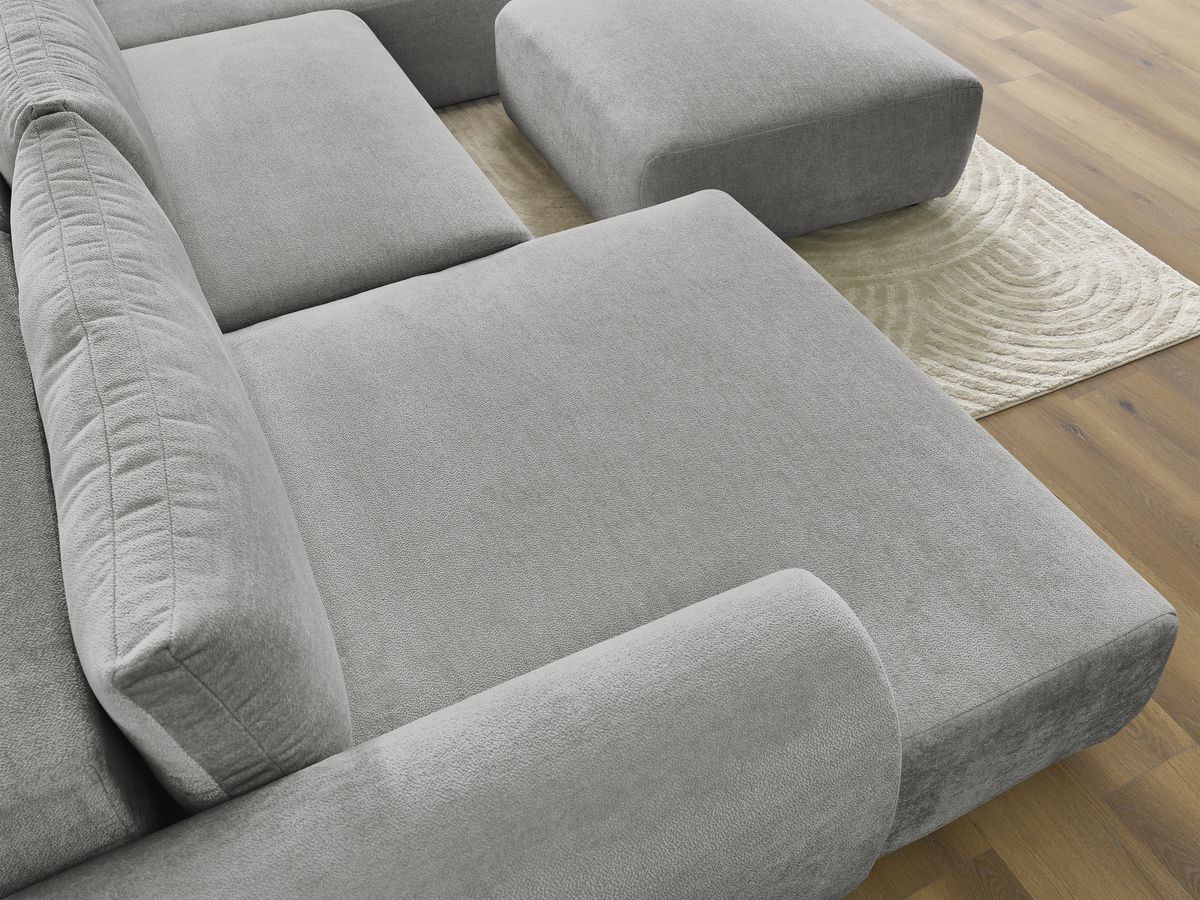Bobochic Lucien Wohnlandschaft mit Pouf Stoff Hellgrau Ecke links
