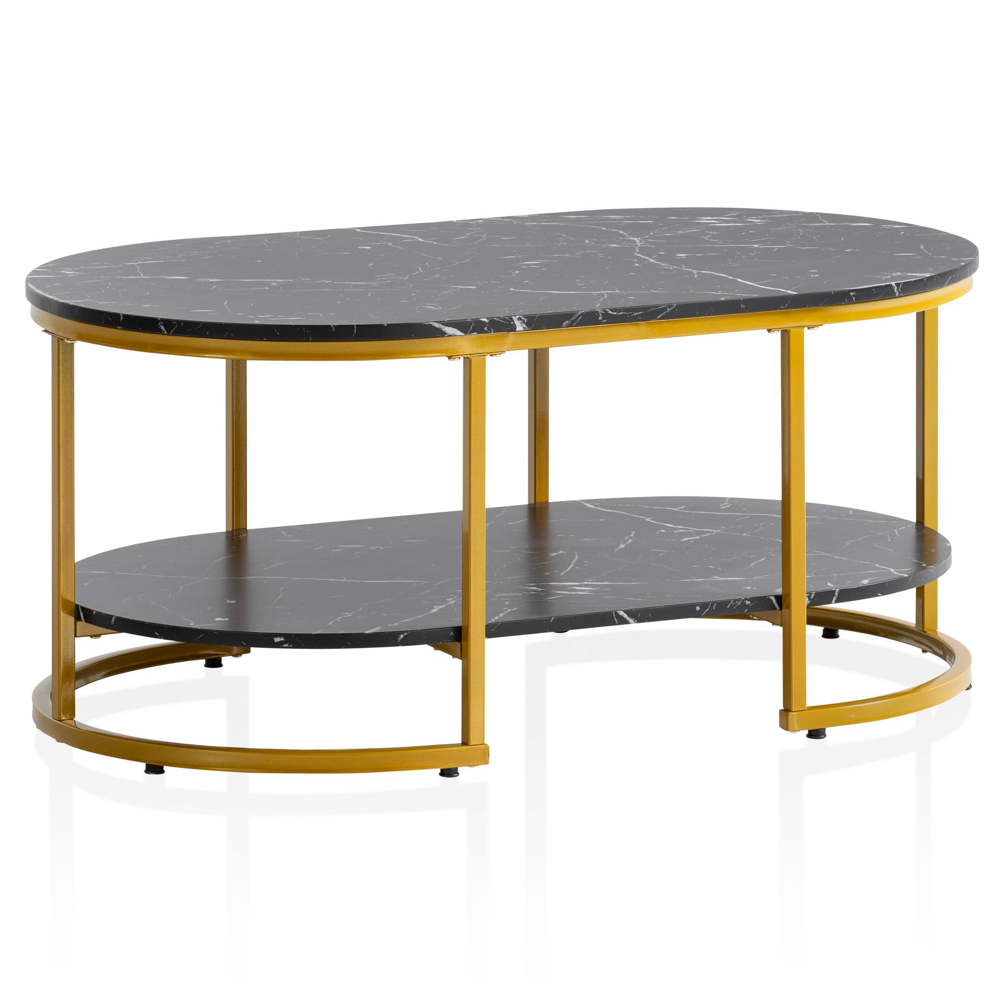Couchtisch Heimey Marmoroptik Schwarz 100 × 60 × 45 cm