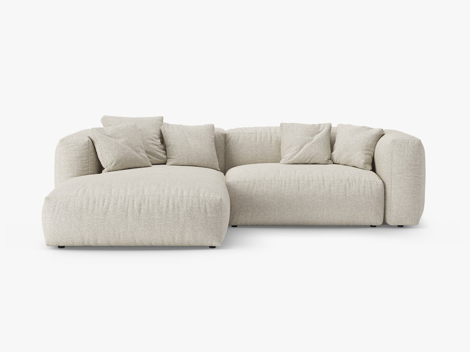 Micadoni Martina Ecksofa 4-Sitzer mit Schlaffunktion Links Boucle Monet Beige