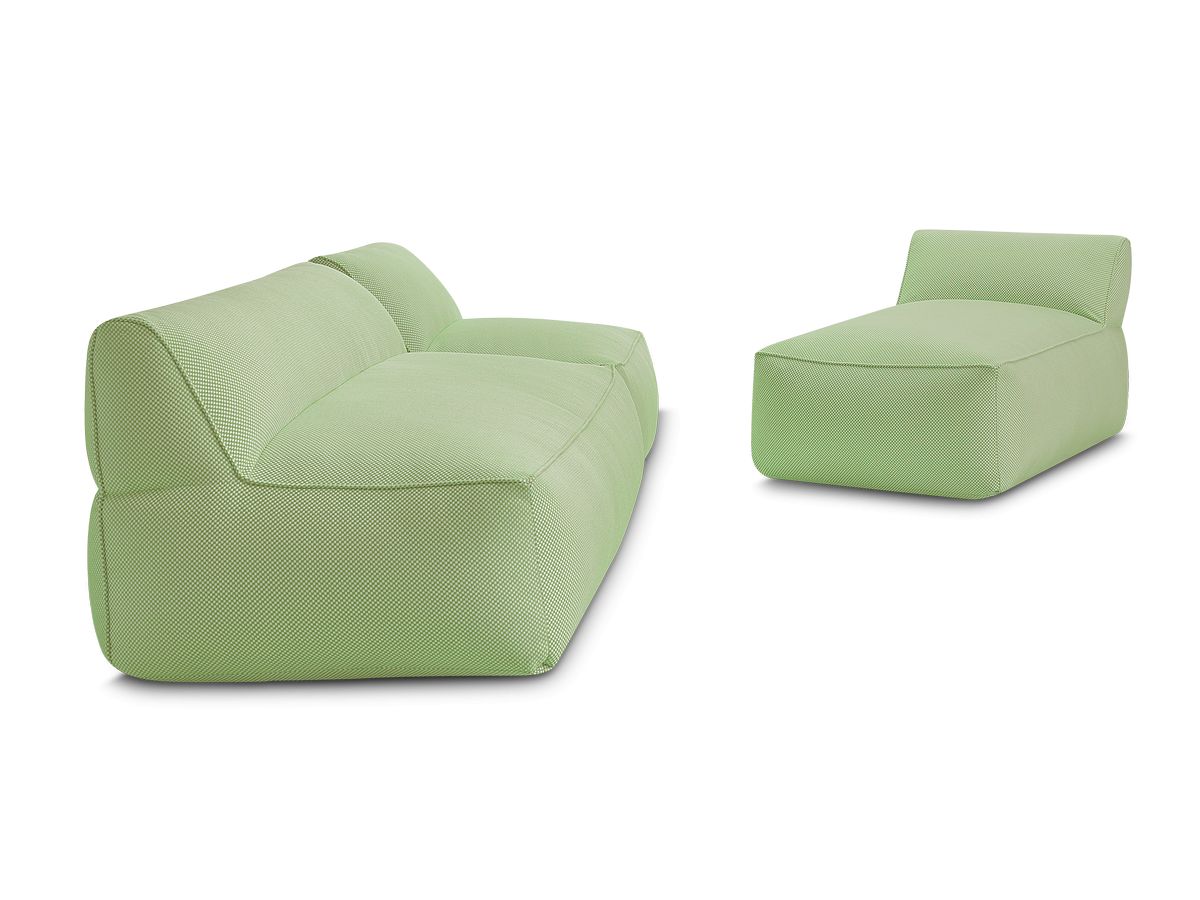Bobochic Riviera Gartensofa 4-Sitzer Melange-Stoff Grün
