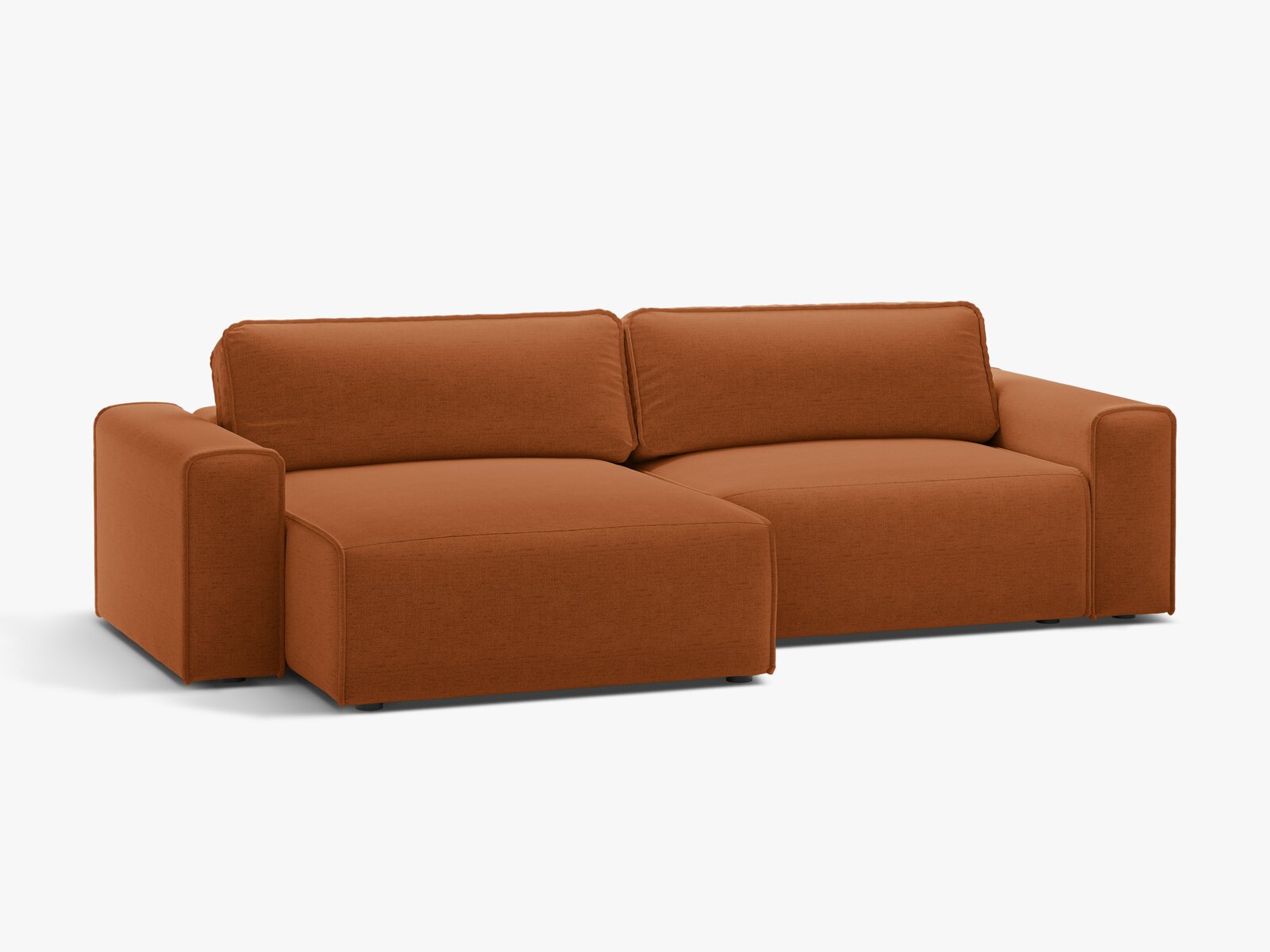 Micadoni Ecksofa Victor 3-Sitzer mit Schlaffunktion Links Strukturierter Stoff Ziegel