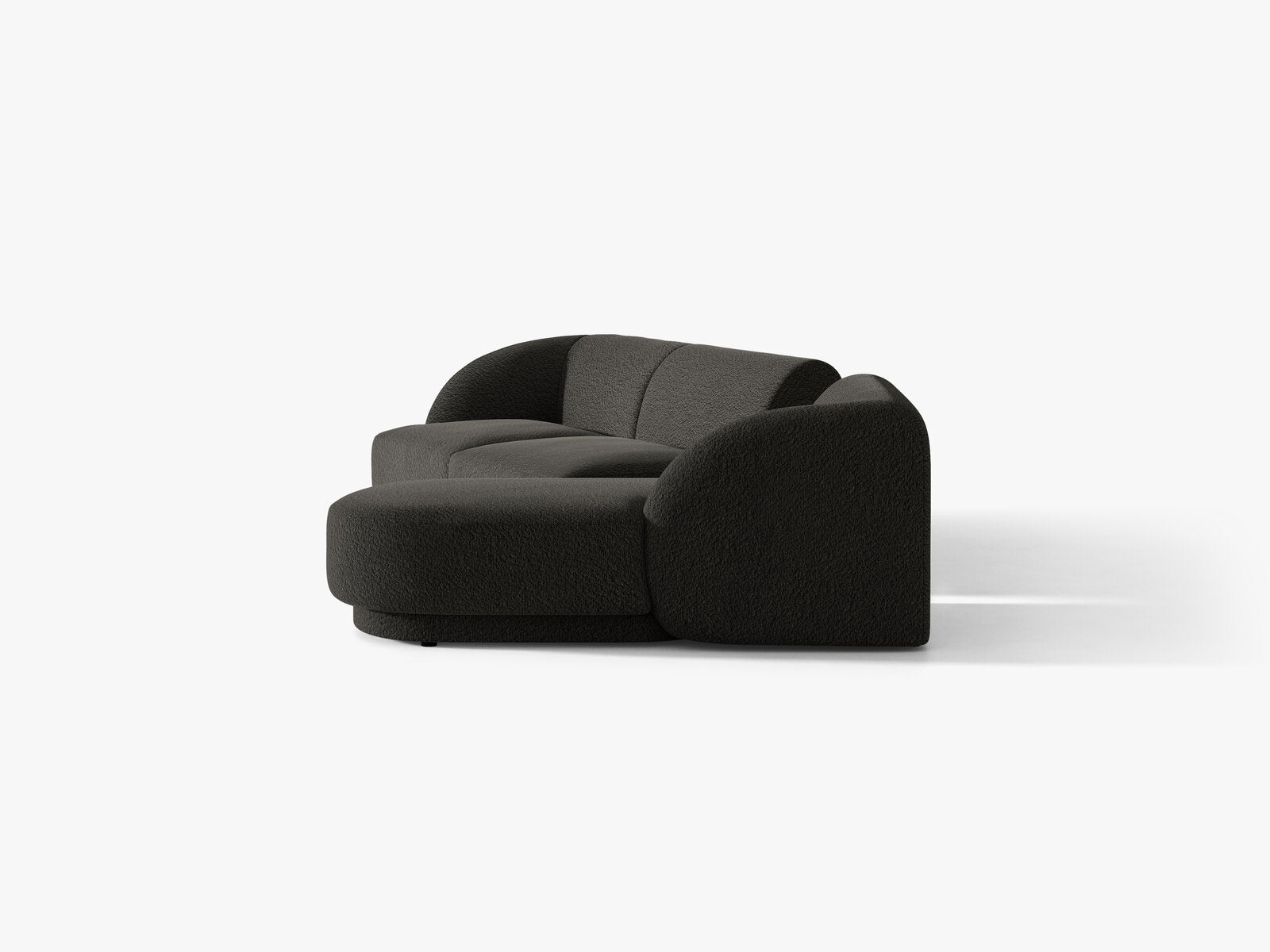 Micadoni Modulares Sofa Miley mit Recamiere 3-Sitzer Rechts Boucle Baloo Braun