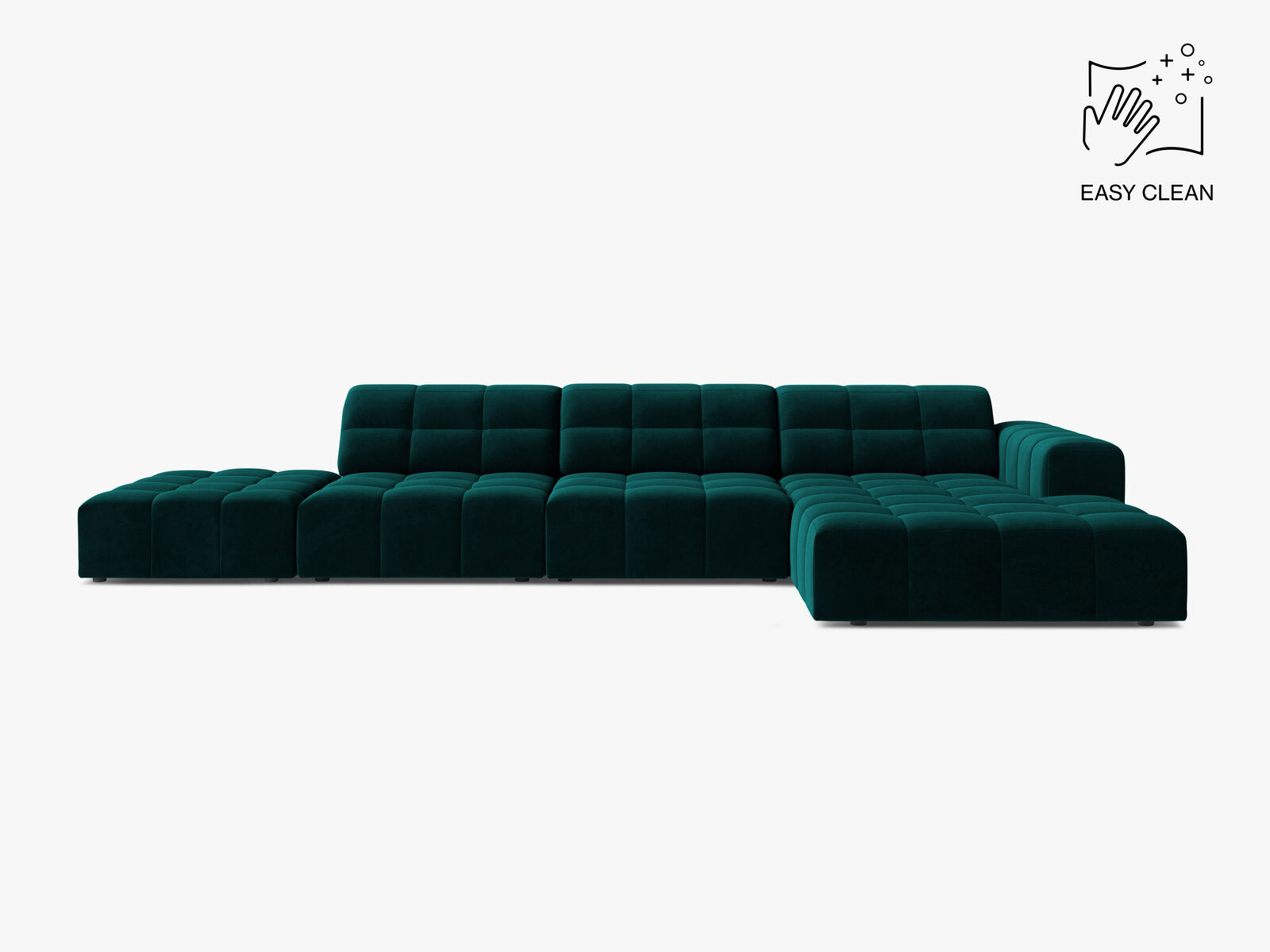 Micadoni Ecksofa Jennifer 5-Sitzer Rechts Samt Venus Dunkel Petrol
