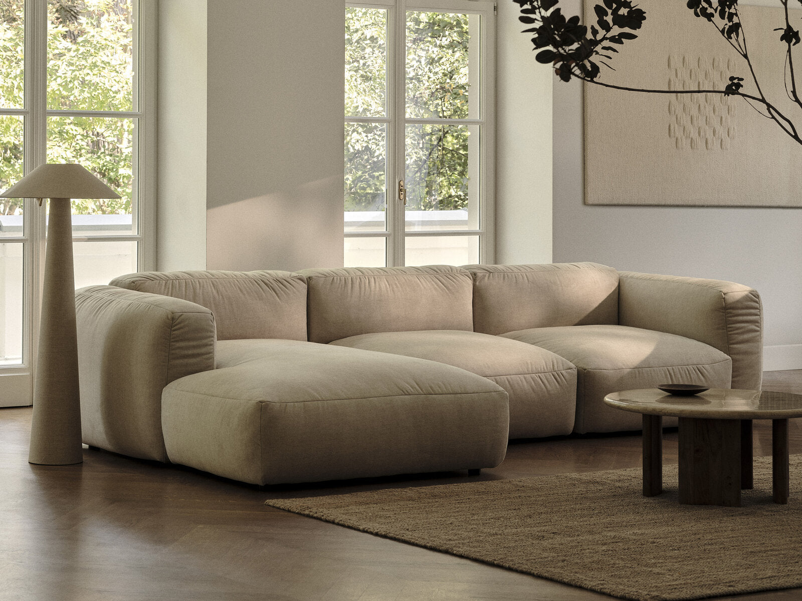 Micadoni Ecksofa Martina 3-Sitzer Links Boucle Monet Beige