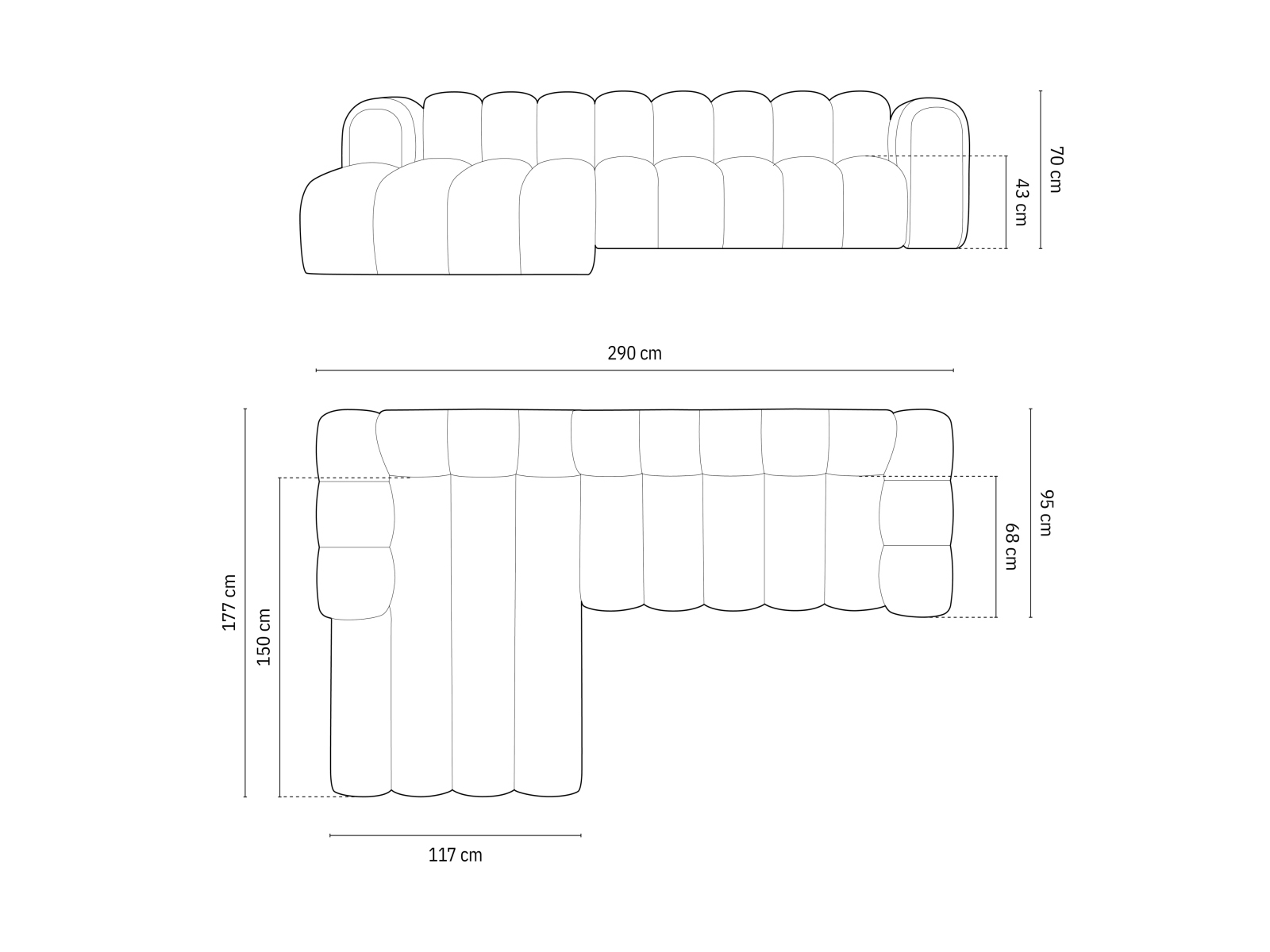Micadoni Modulares Ecksofa Lupine 4-Sitzer Links Samt Salvador Flaschengrün
