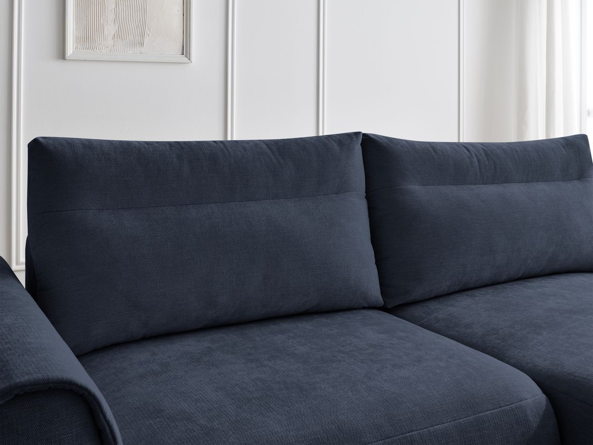 Bobochic Aden Ecksofa 246 × 152 cm Stoff Dunkelblau Ecke rechts
