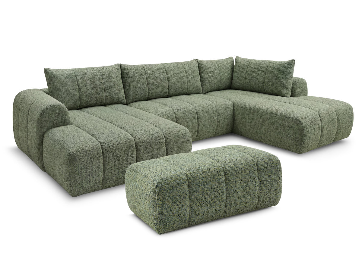 Bobochic Nesty Wohnlandschaft mit Pouf Melange-Stoff Hellgrün Ecke links