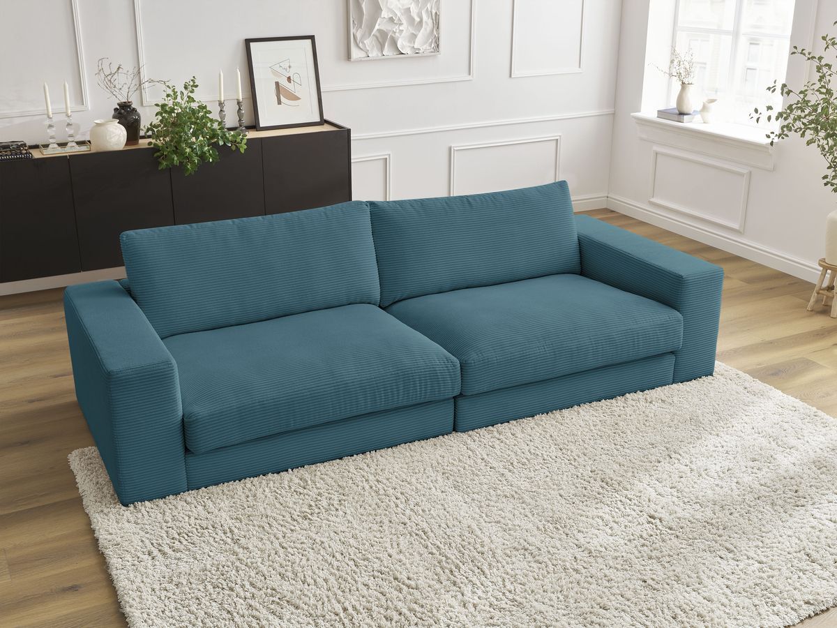 Bobochic Leonard Sofa 3-Sitzer 274 × 109 cm Strukturstoff Hellblau