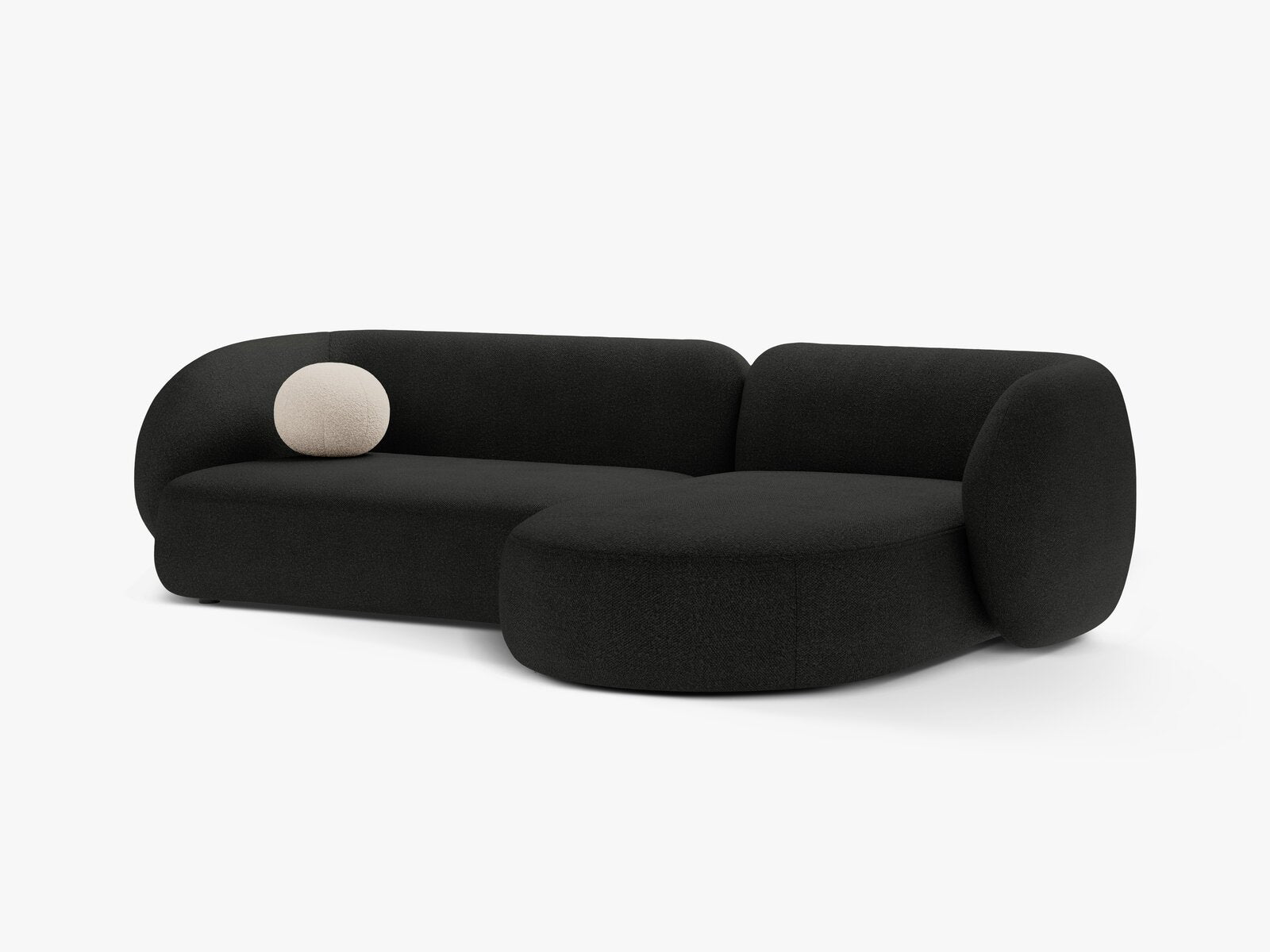 Micadoni Ecksofa Kate 3-Sitzer Rechts Boucle Schwarz