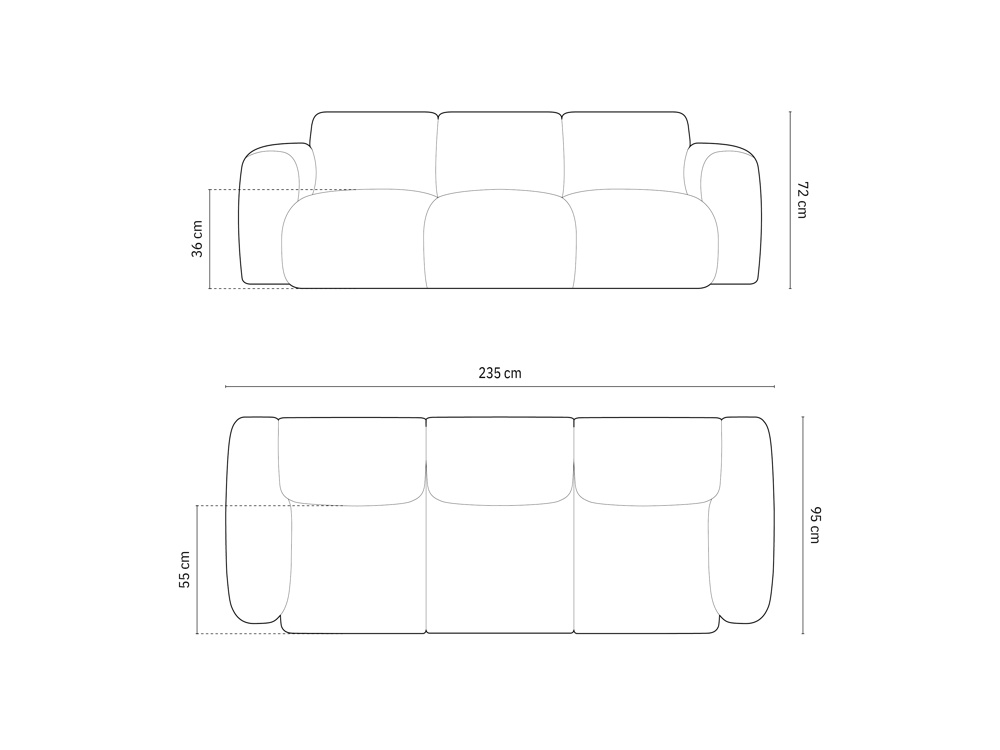 Cosmopolitan Design Sofa Nolio 3-Sitzer Chenille Haga Helles Beige