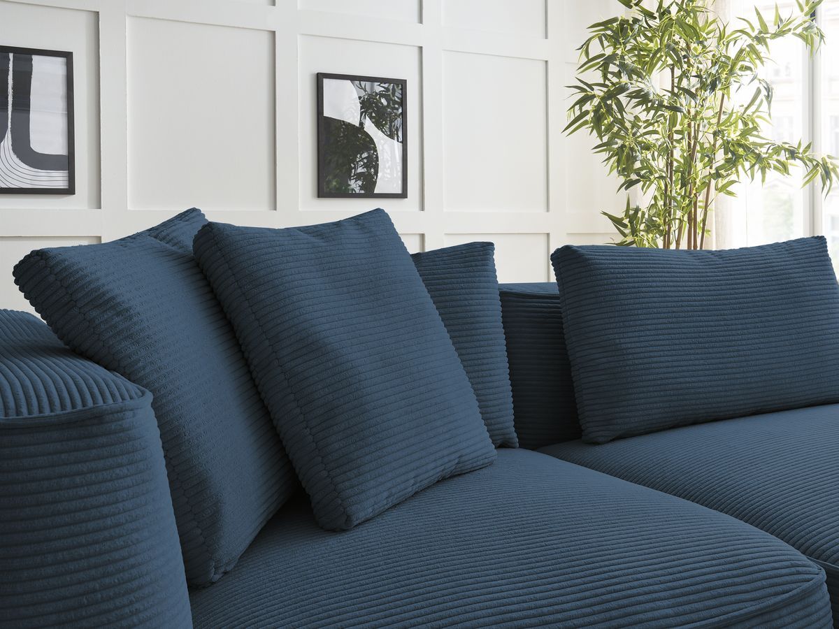 Bobochic Leopold Sofa 3-Sitzer Cordsamt Dunkelblau Armlehne links