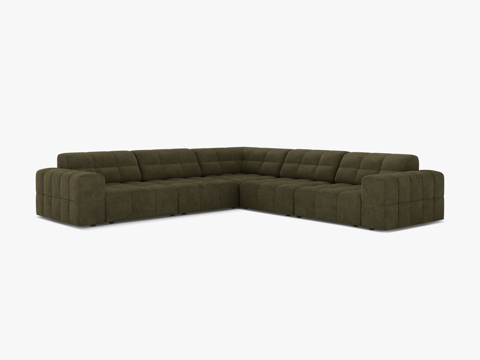 Micadoni Jennifer Modulares Ecksofa 7-Sitzer Chenille Eden Grün