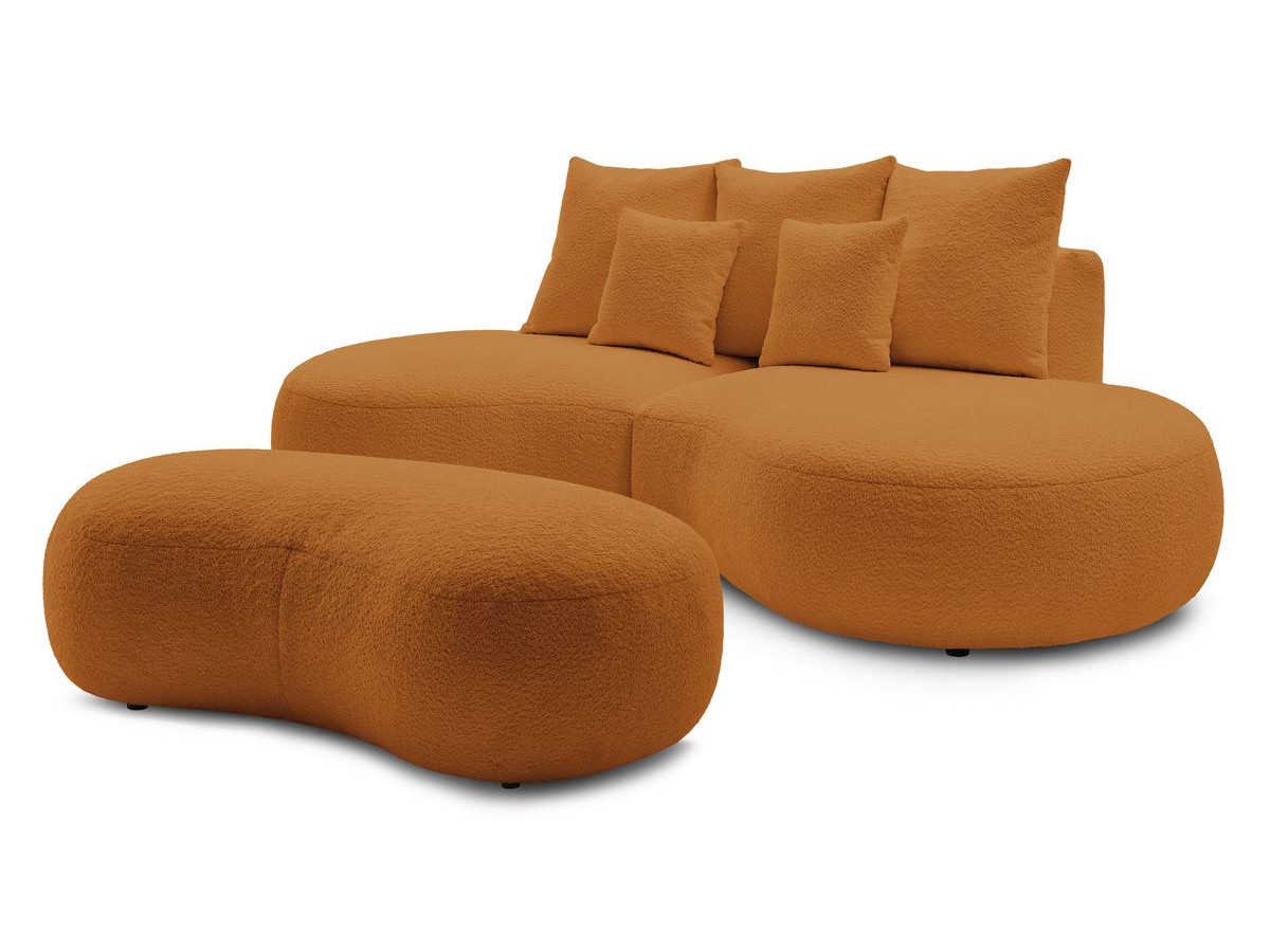 Bobochic Saint-germain Sofa 5-Sitzer mit Pouf Bouclé-Stoff Gelb