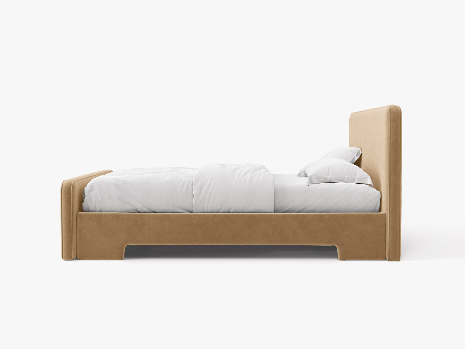 Micadoni Eda Bett mit Kopfteil Samt Casino Mandelbeige 140x200