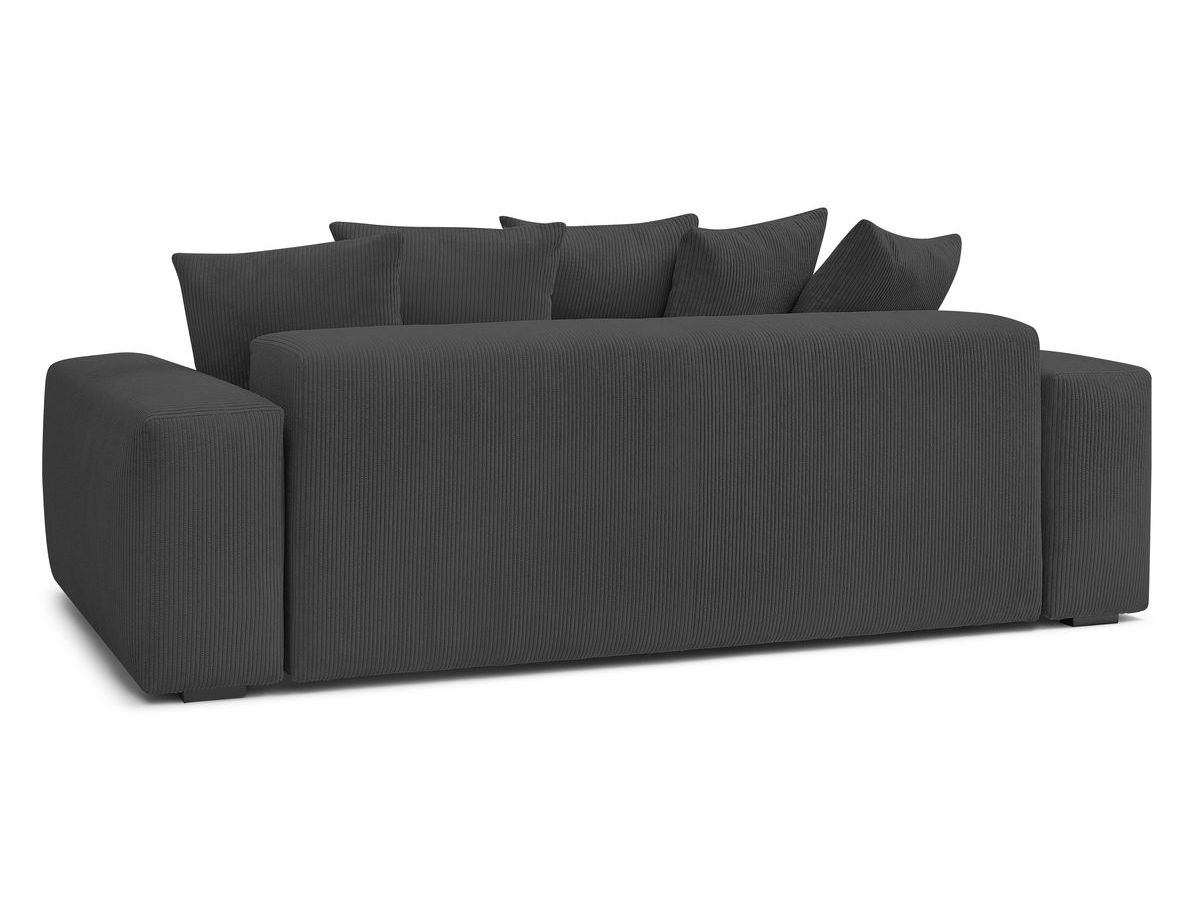 Bobochic Voltaire Schlafsofa 4-Sitzer mit Bettkasten und Pouf Cordsamt Dunkelgrau