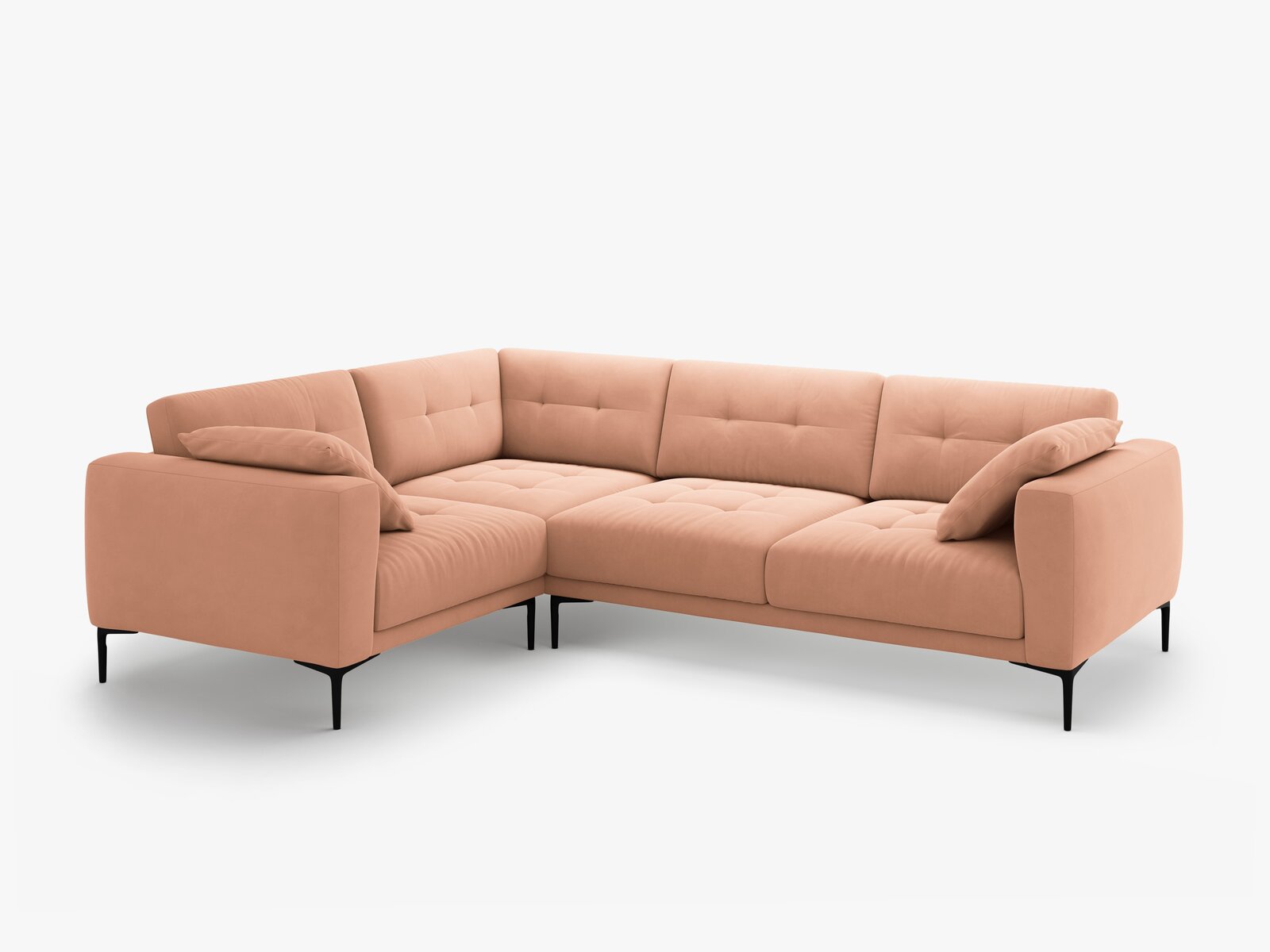 Micadoni Ecksofa Bemy 4-Sitzer Links Samt Rosa