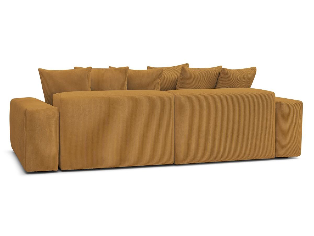 Bobochic Voltaire Ecksofa mit Schlaffunktion und Bettkasten und Pouf Cordsamt Gelb