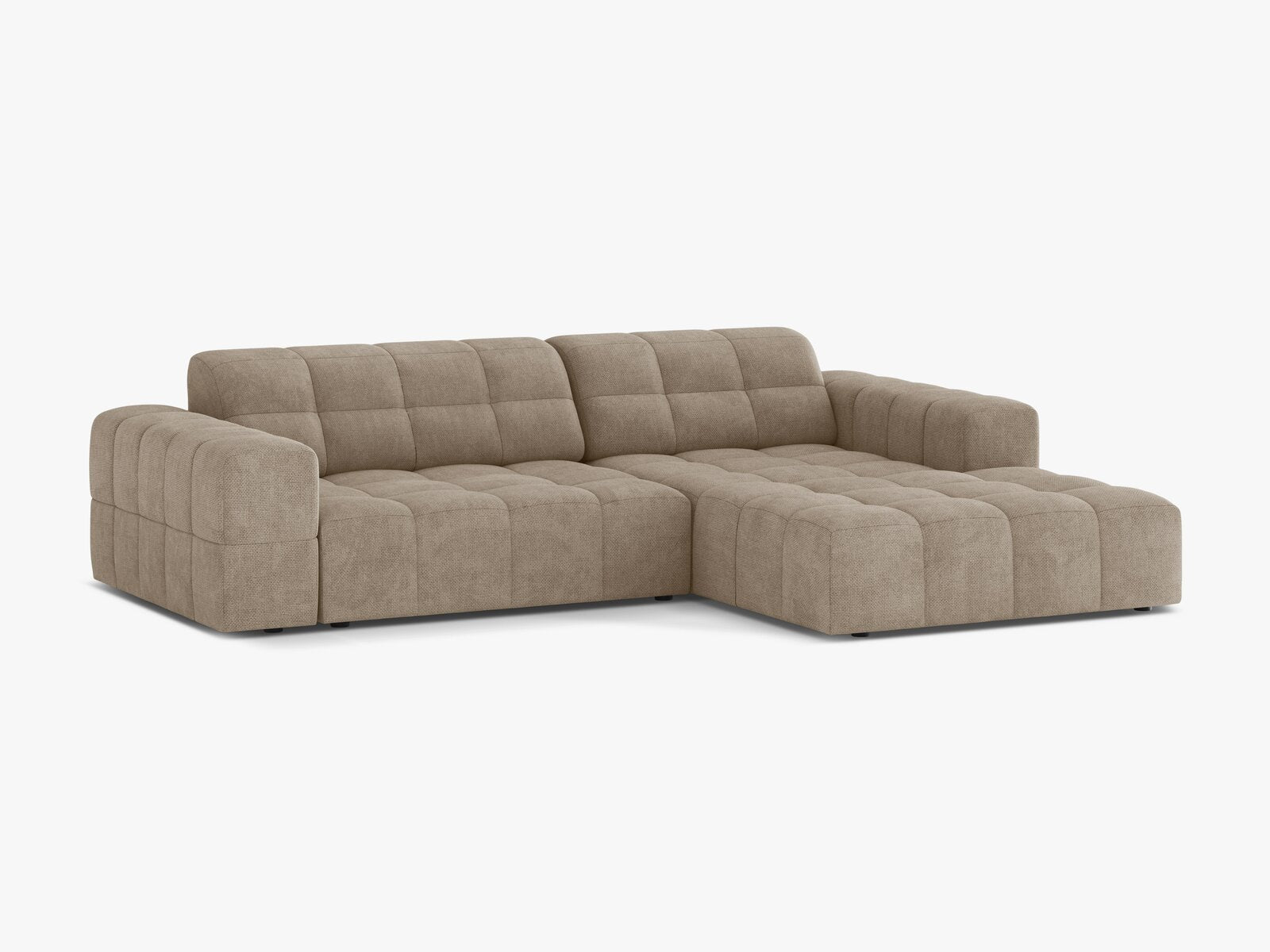 Micadoni Jennifer Ecksofa 4-Sitzer Rechts Chenille Eden Dunkelbeige