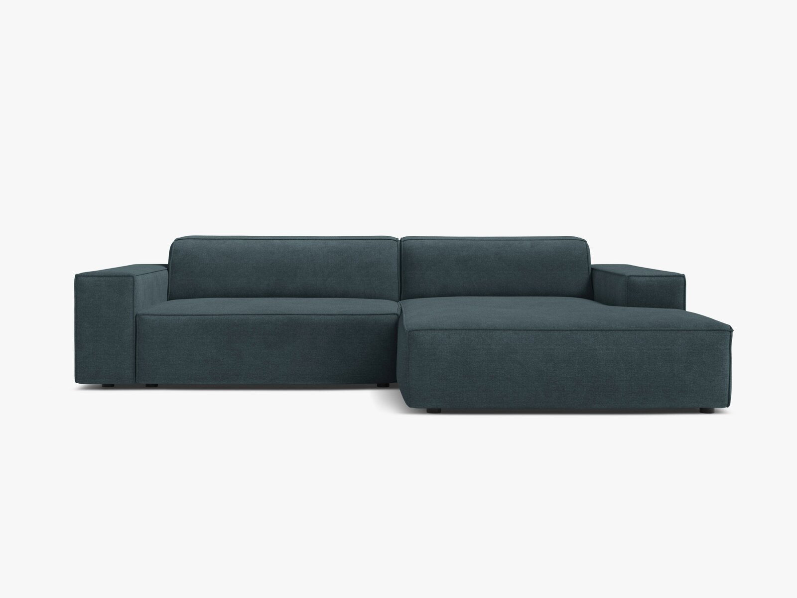 Micadoni Ecksofa Jodie 3-Sitzer Rechts Strukturierter Stoff Liberty Dunkel Petrol