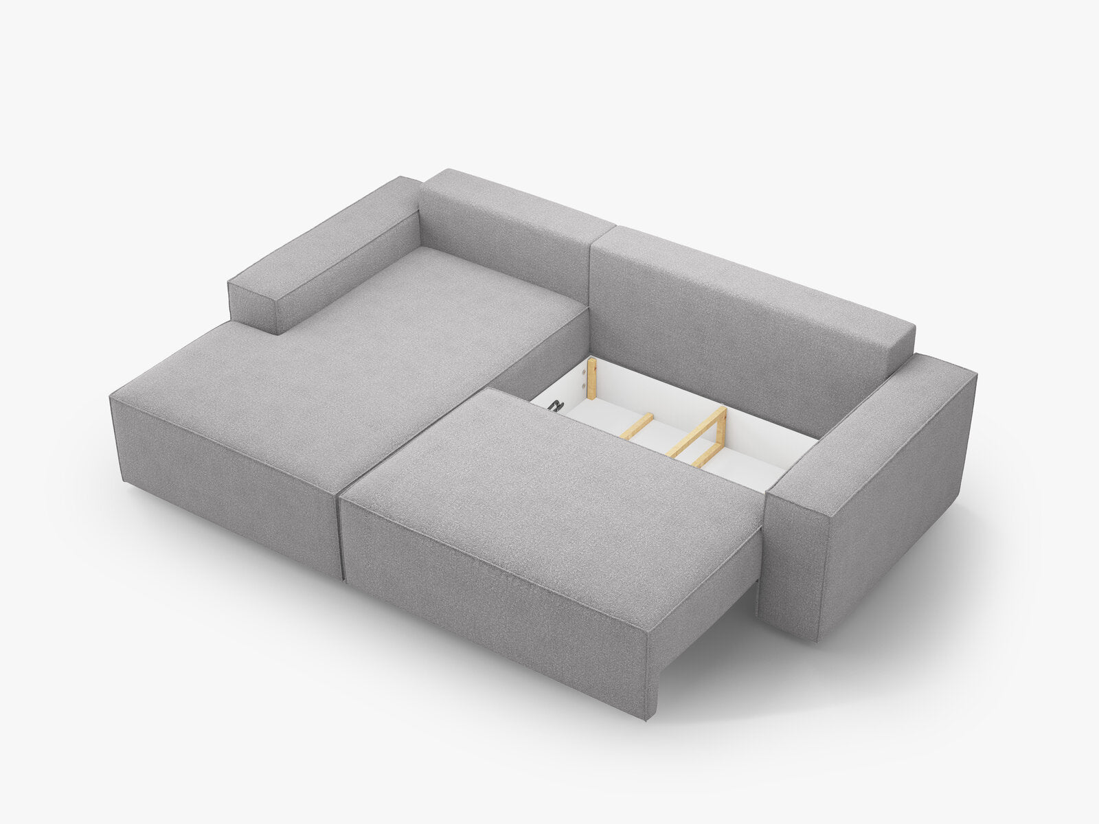 Micadoni Schlaf-Ecksofa Jodie 3-Sitzer Links Boucle Hellgrau