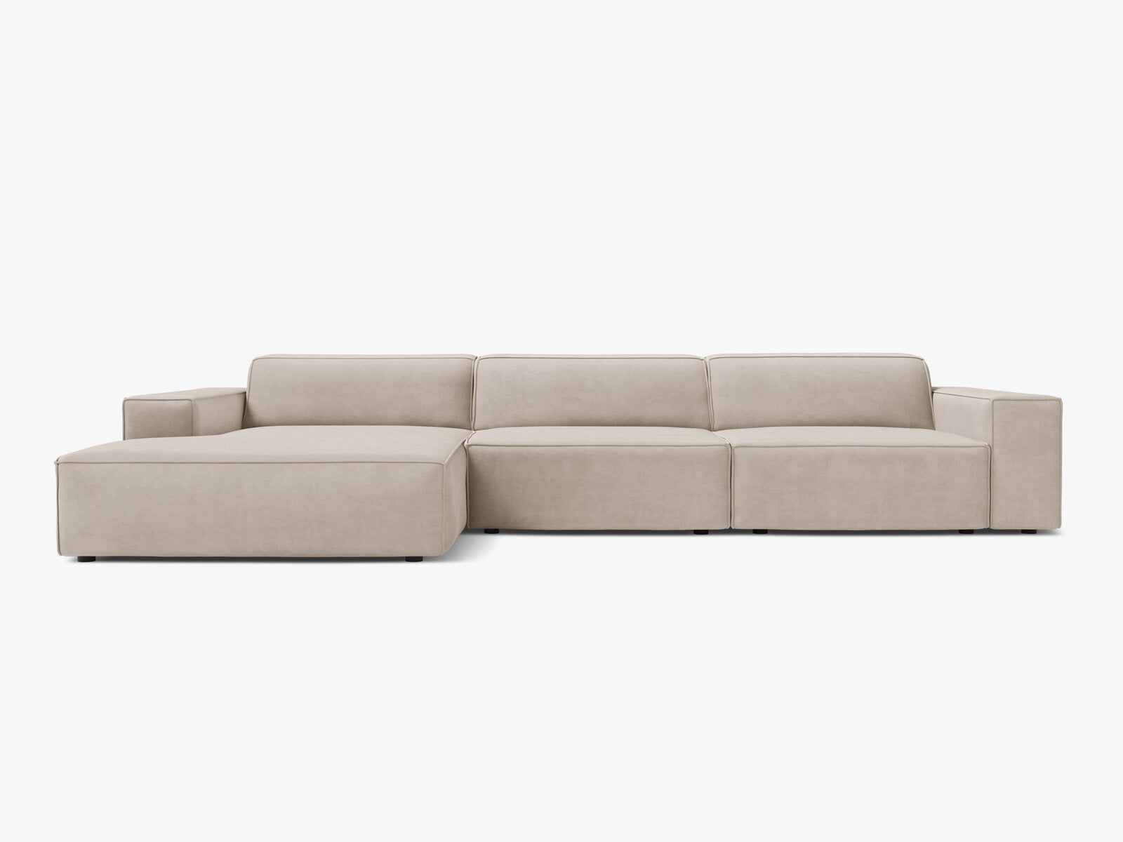Micadoni Ecksofa Jodie 4-Sitzer Links Samt Bluvel Dunkelbeige
