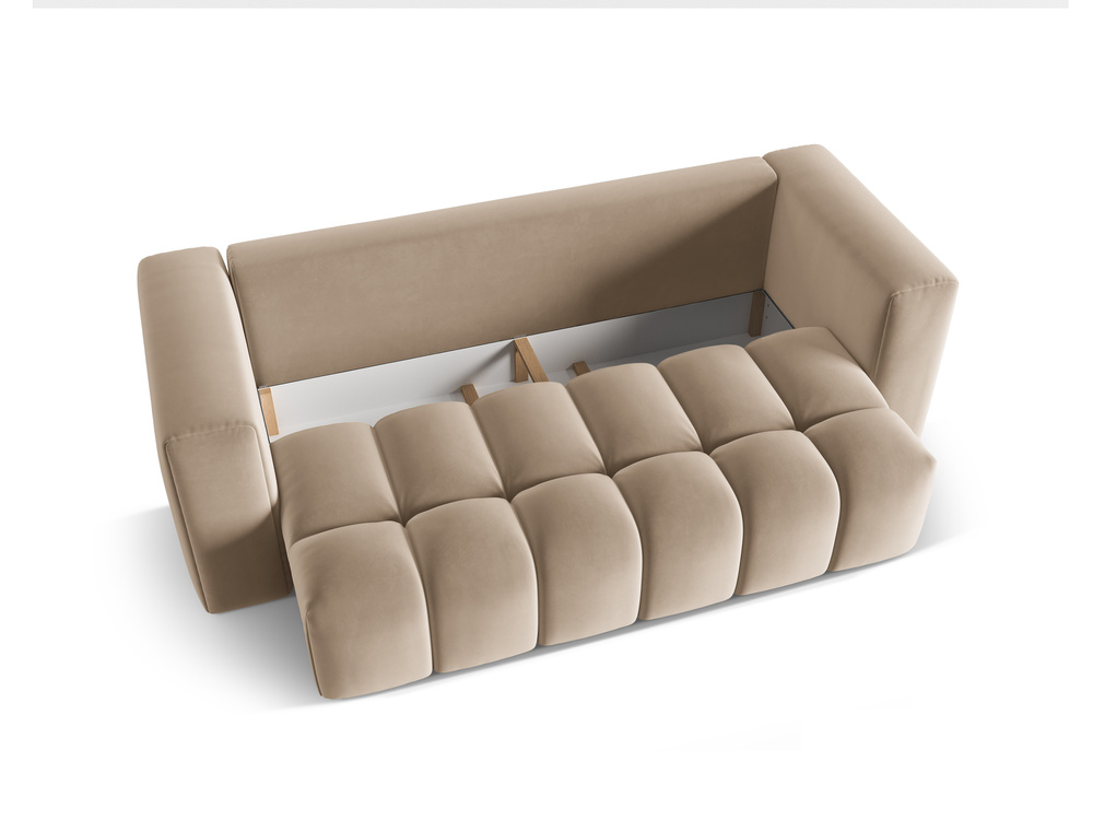 Cosmopolitan Design Schlafsofa Verona 3-Sitzer mit Bettkasten Samt Casino Mandelbeige