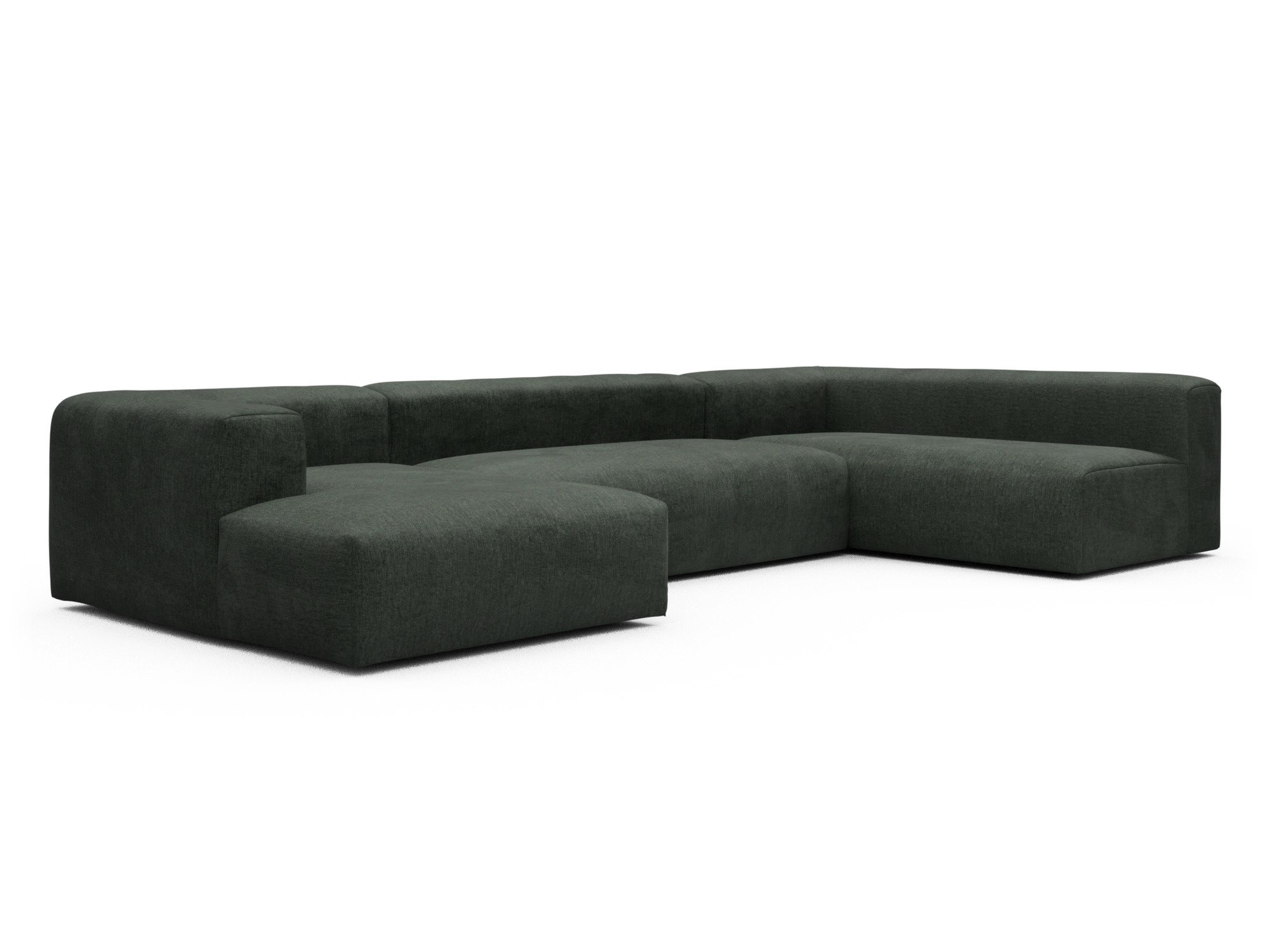 Skandi Home Wohnlandschaft Fred Chaiselongue links mit 2-Sitzer und lange Armlehne rechts Aivi-Pine-Green moebelfaktor