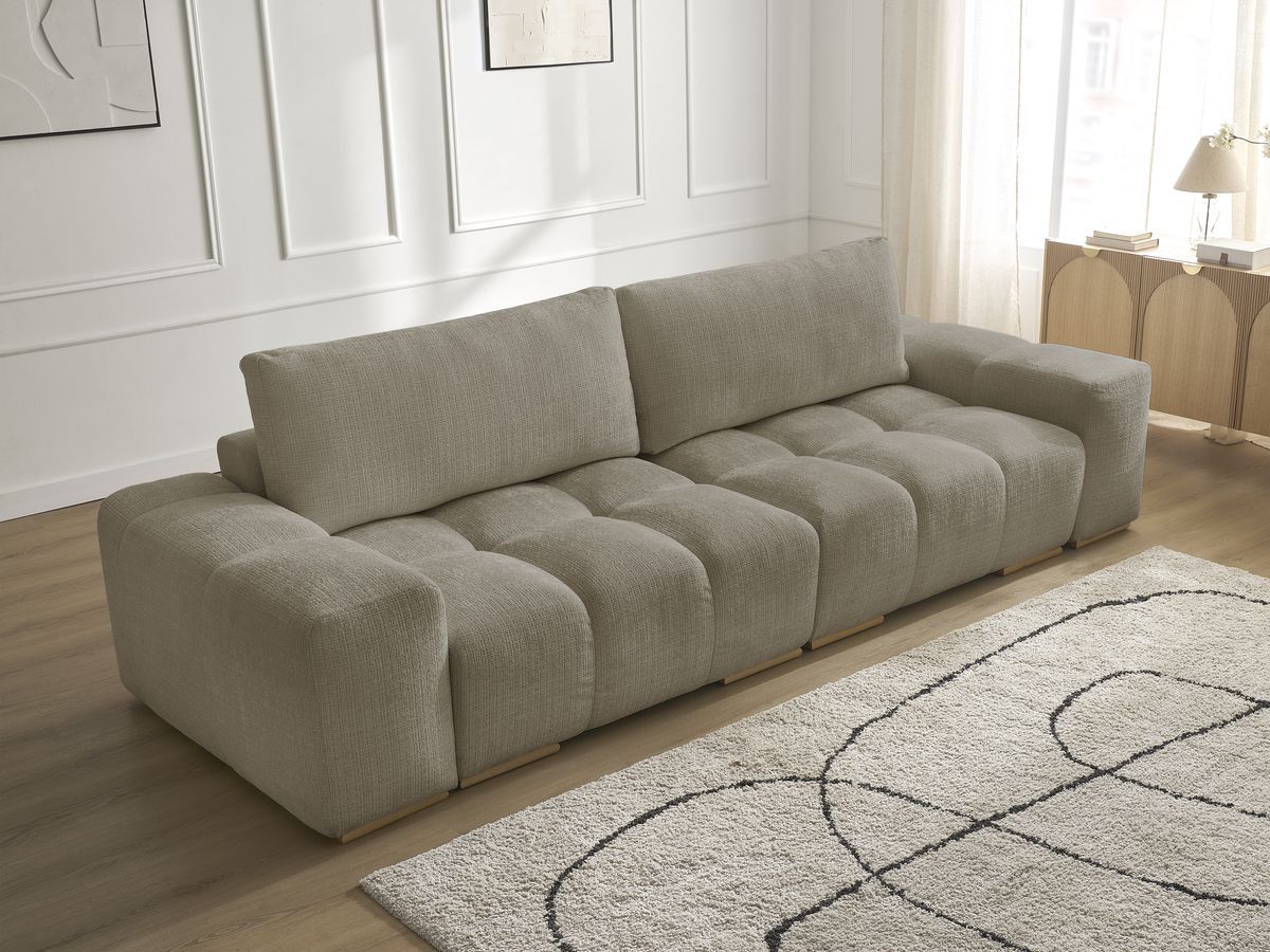 Bobochic Anakin Sofa 3-Sitzer, 2 Kissen Strukturstoff Taupe