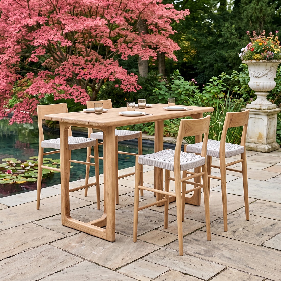 Raw Materials Freya Teakholz Outdoor Barhocker