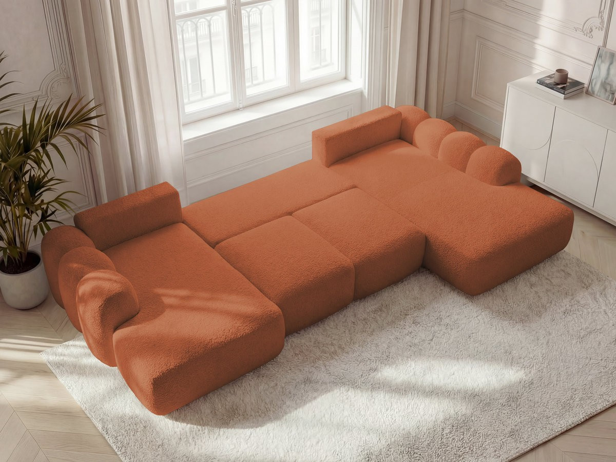 Bobochic Montaigne Wohnlandschaft Bouclé-Stoff Orange Ecke links