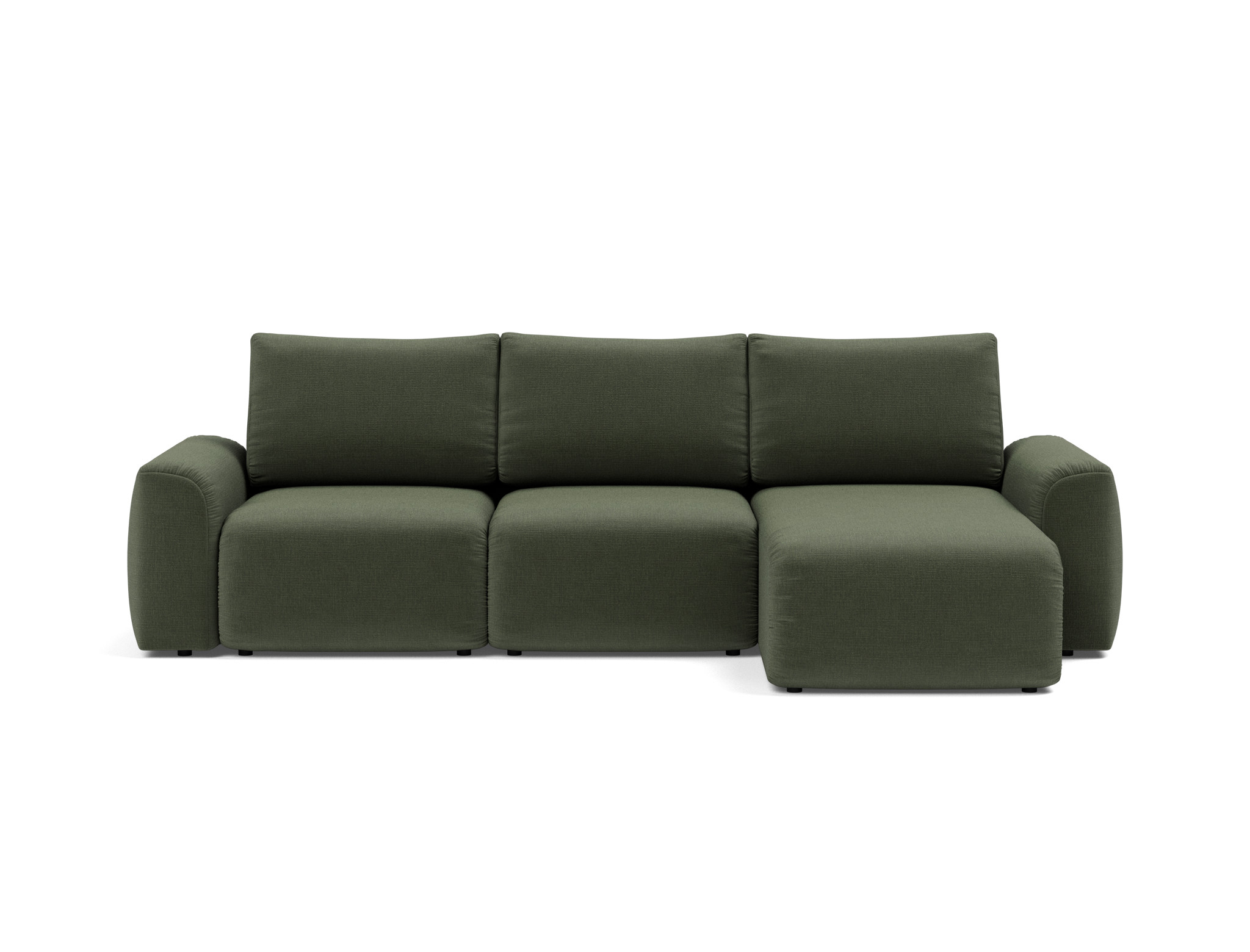 Schlafsofa Norum mit Chaiselongue und Chunky-Armlehnen Chenille Esina 413-Olive-Green