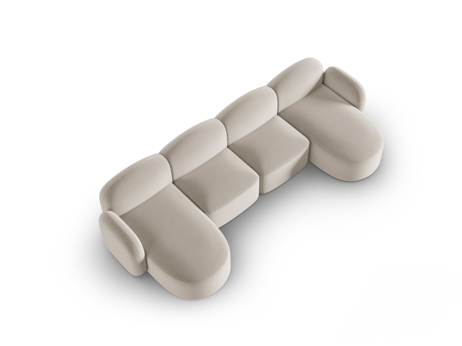 Micadoni Panorama Sofa Blair 6-Sitzer Samt Casino Hellbeige