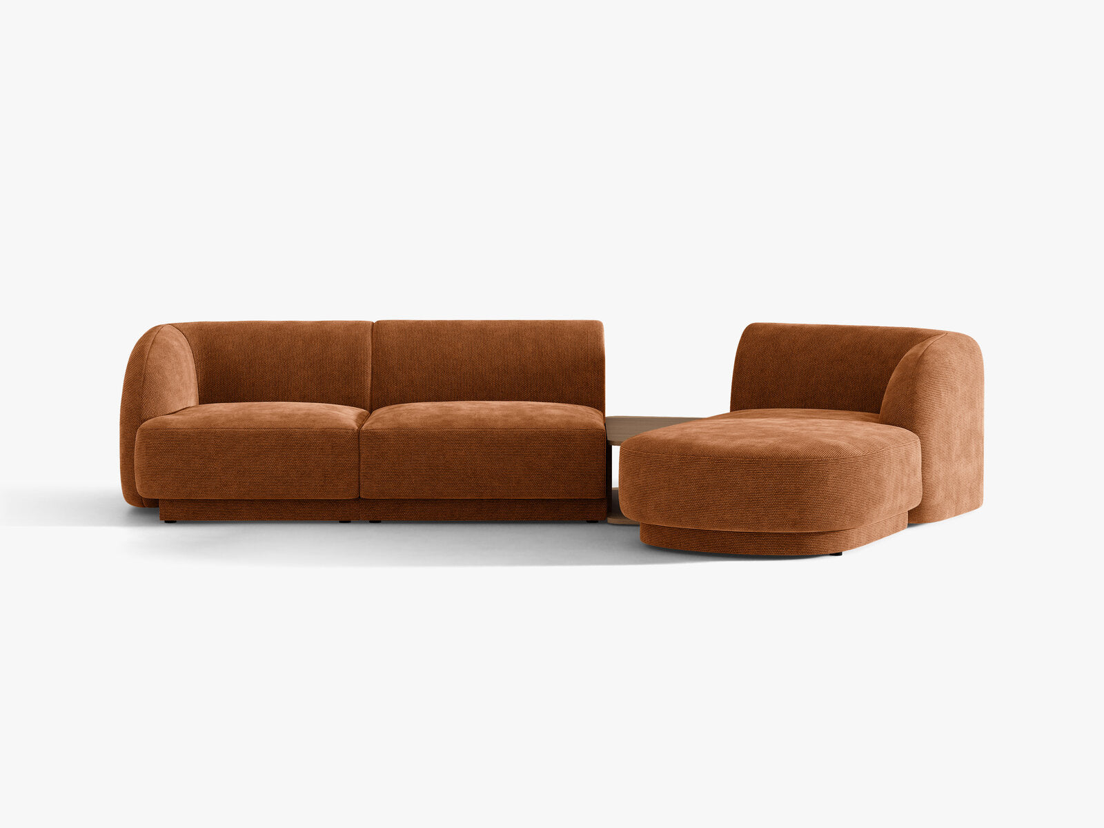 Micadoni Modulares Sofa Miley mit Recamiere 3-Sitzer Rechts Chenille Eden Ziegel