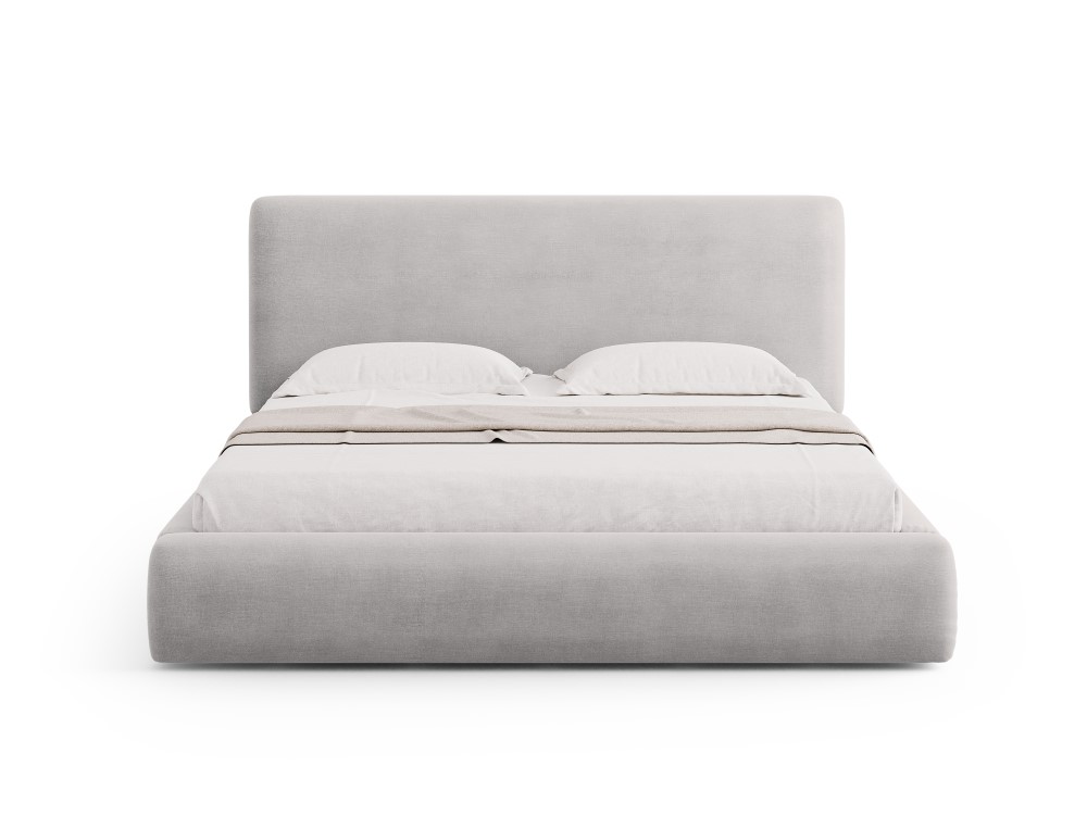 Cosmopolitan Design Stauraumbett mit Kopfteil Colonel 140x200 Chenille Rebel Hellgrau