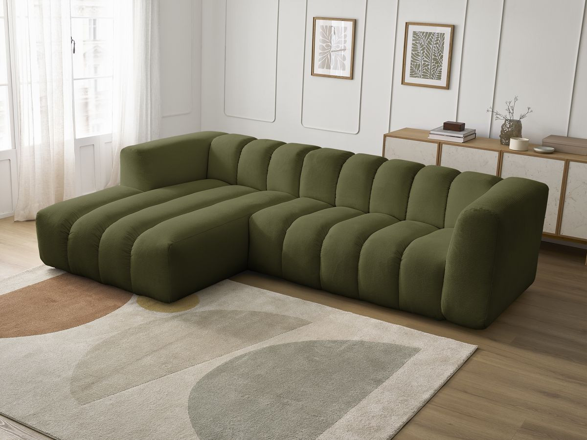 Bobochic Talia Ecksofa Melange-Stoff Grün Ecke links