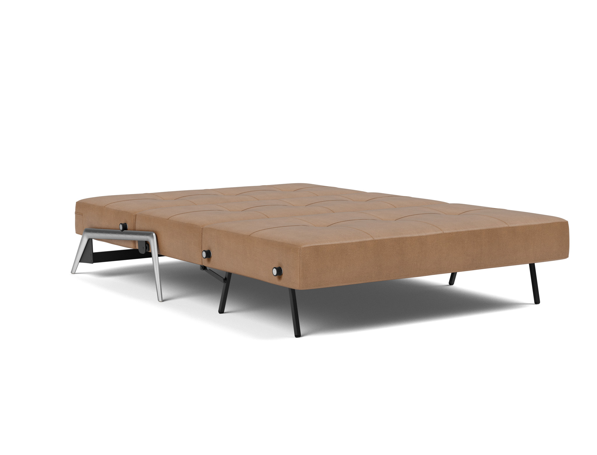 Schlafsofa Cubed 140 Lederoptik Faunal 551-Brown Beine Aluminium