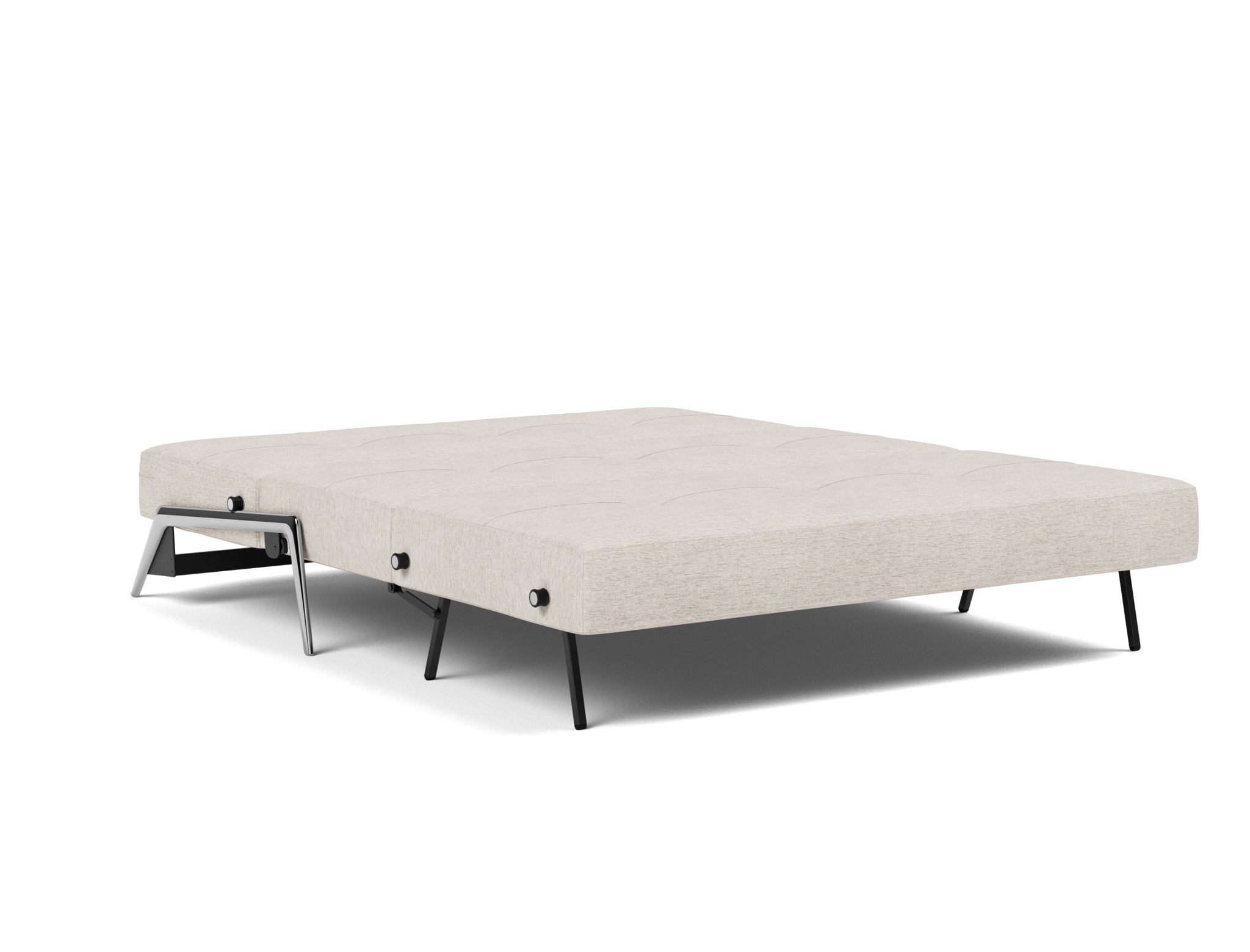 Schlafsofa Cubed 160 Chenille Yuveno 470-Natural Beine Aluminium