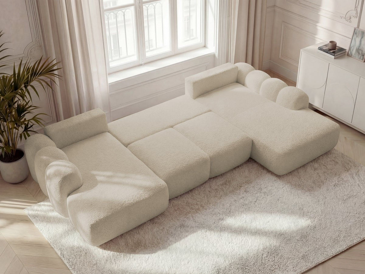 Bobochic Montaigne Wohnlandschaft Bouclé-Stoff Beige Ecke links
