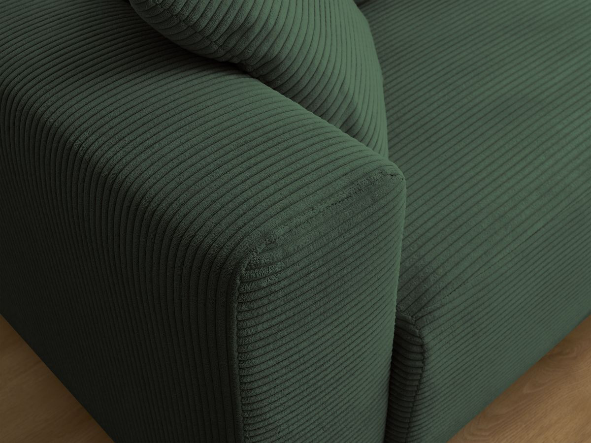 Bobochic Atilla Ecksofa mit Schlaffunktion und Bettkasten Cordsamt Dunkelgrün Ecke rechts