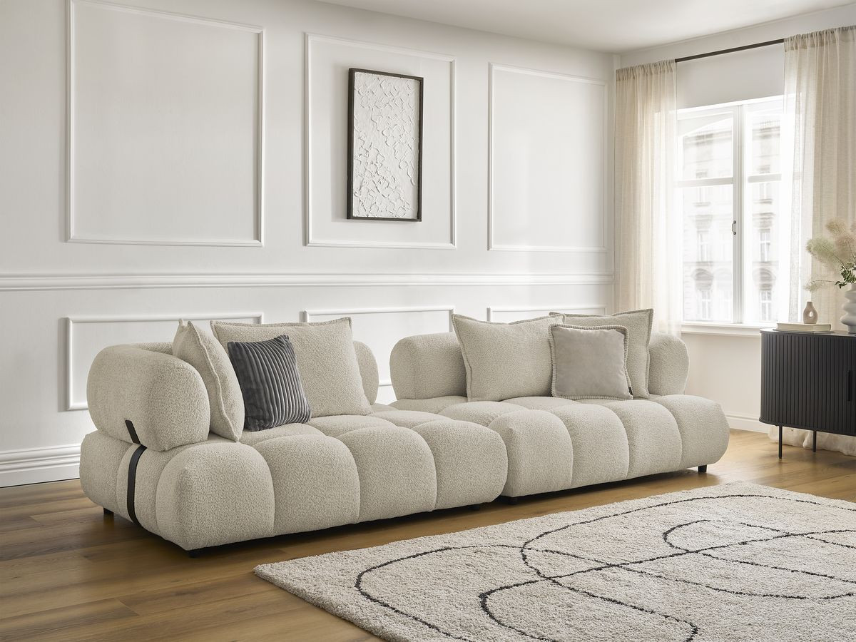 Bobochic Alya Sofa 4-Sitzer Bouclé-Stoff Beige