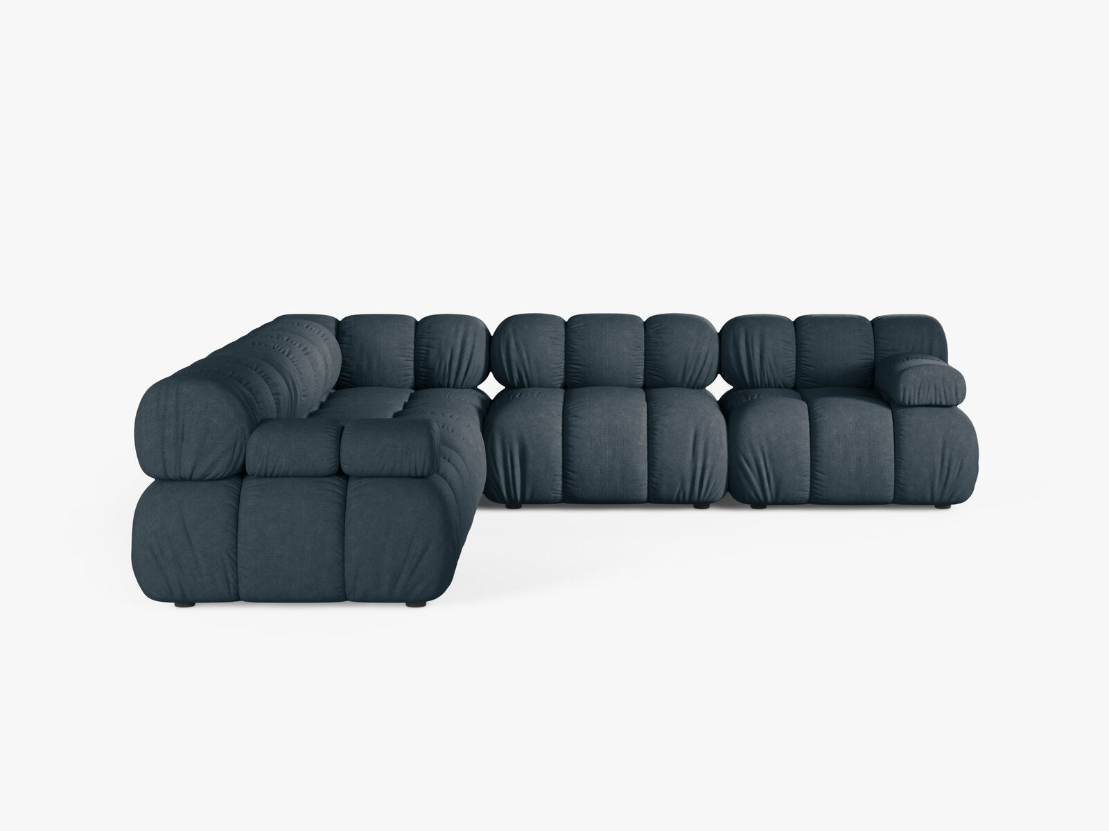 Micadoni Symmetrisches Ecksofa Bellis 5-Sitzer Strukturierter Stoff Liberty Dunkel Petrol