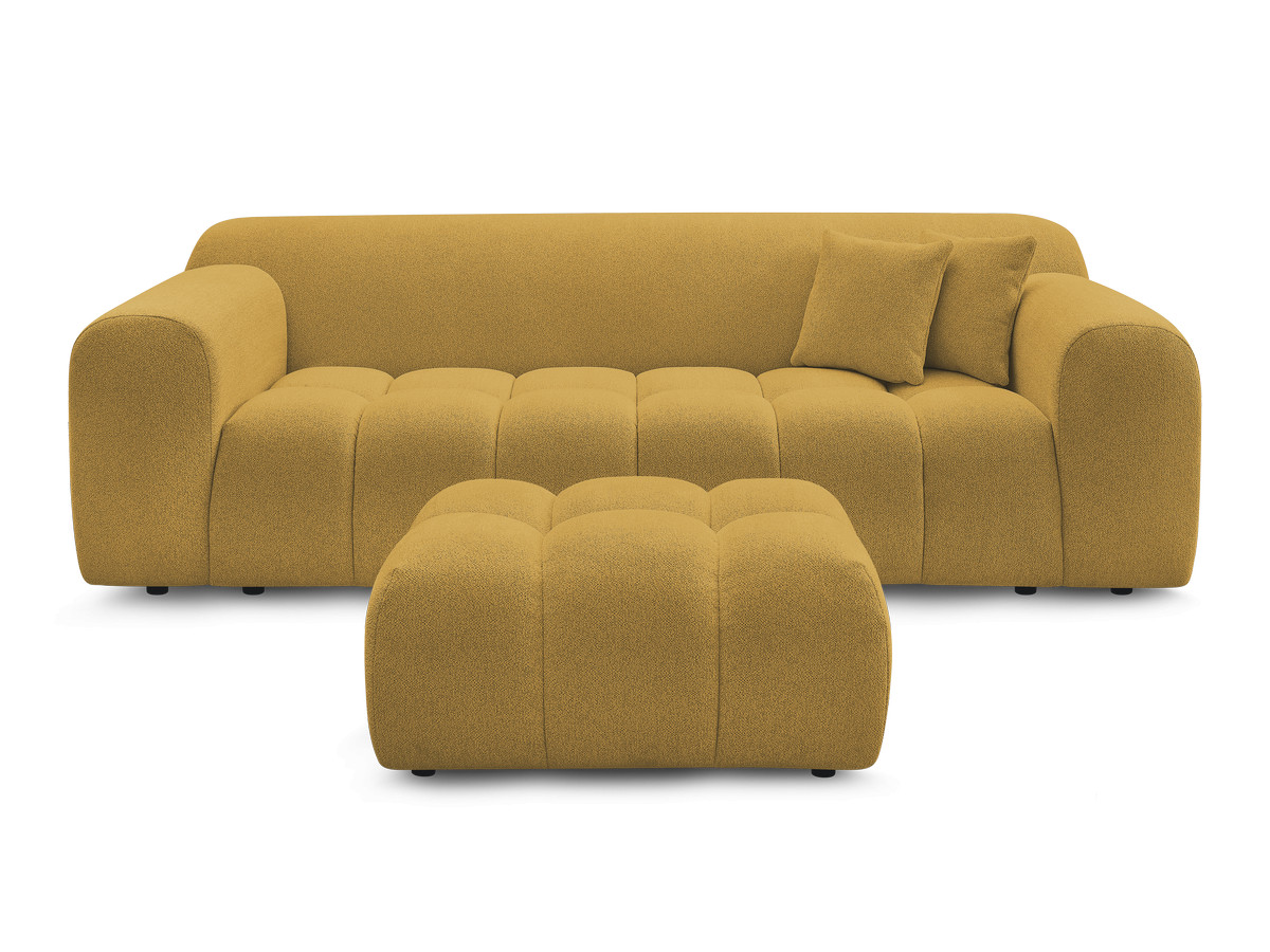 Bobochic Melisse Sofa 3-Sitzer mit Pouf Melange-Stoff Gelb